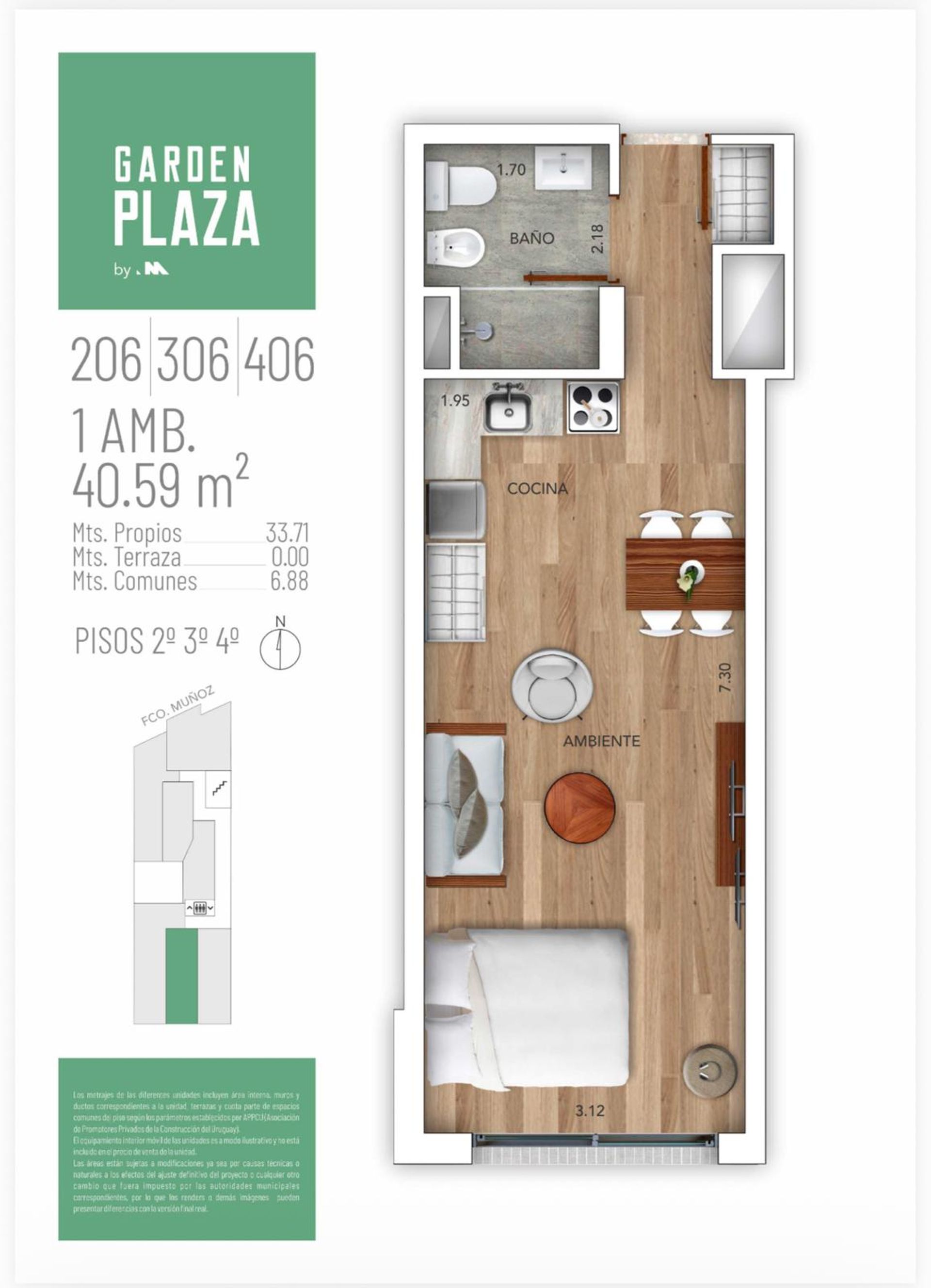 Alquiler apartamento monoambiente Pocitos - 10