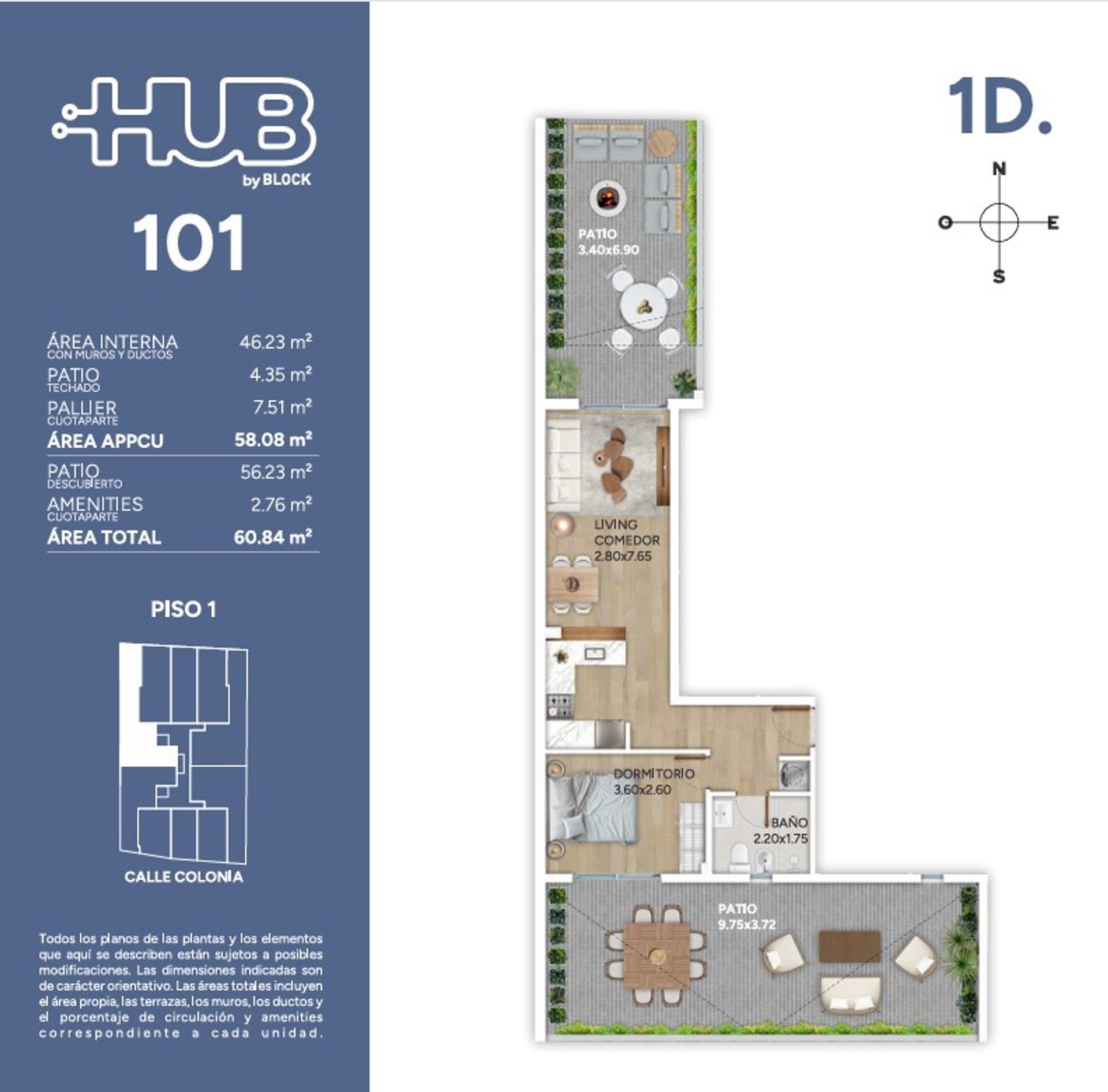 Venta Patio 1 dormitorio en Cordon con Amenities - 1