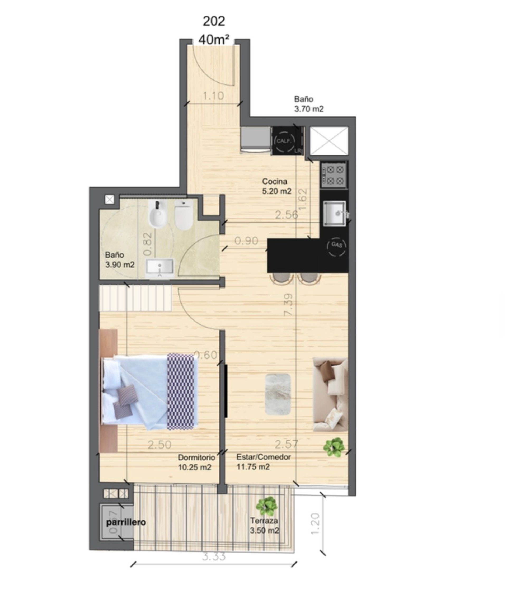 VENTA DEPTO CENTRO 1 DORMITORIO C PARRILLERO - 19