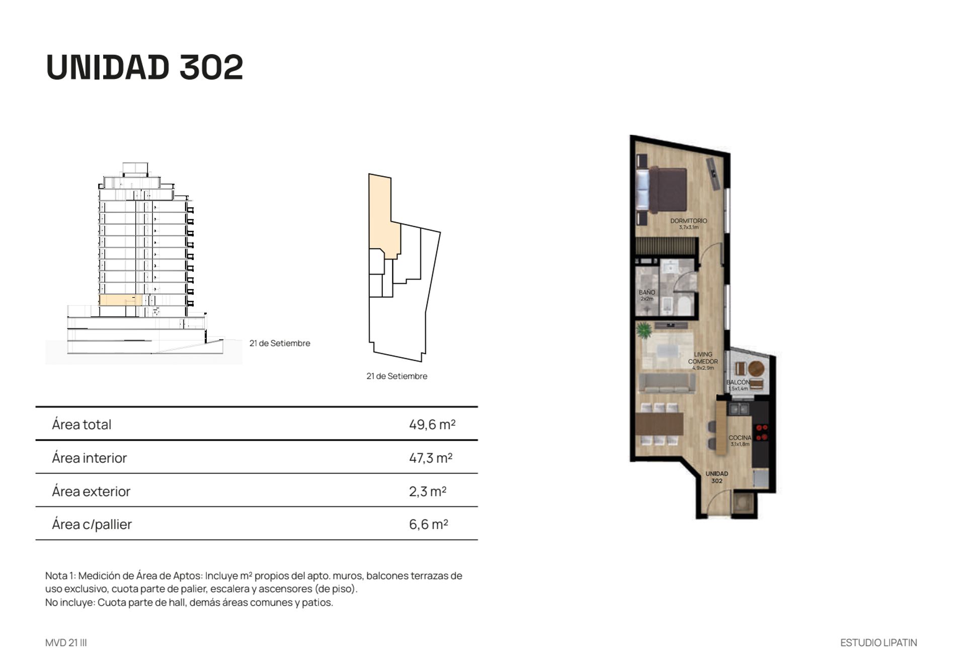 VENTA APARTAMENTO 1DORM BALCON PUNTA CARRETAS - 5