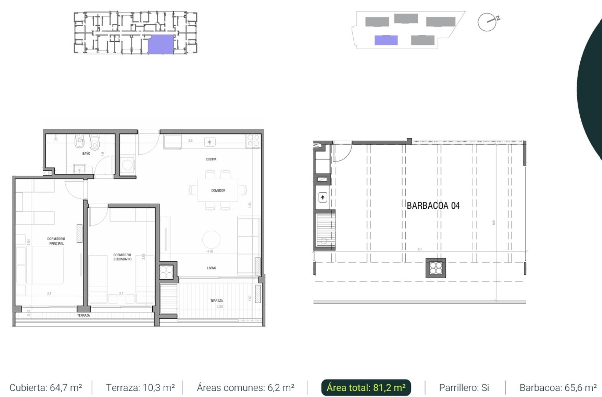 Venta apto 2 dorm. barbacoa, en pozo, Punta Gorda - 9