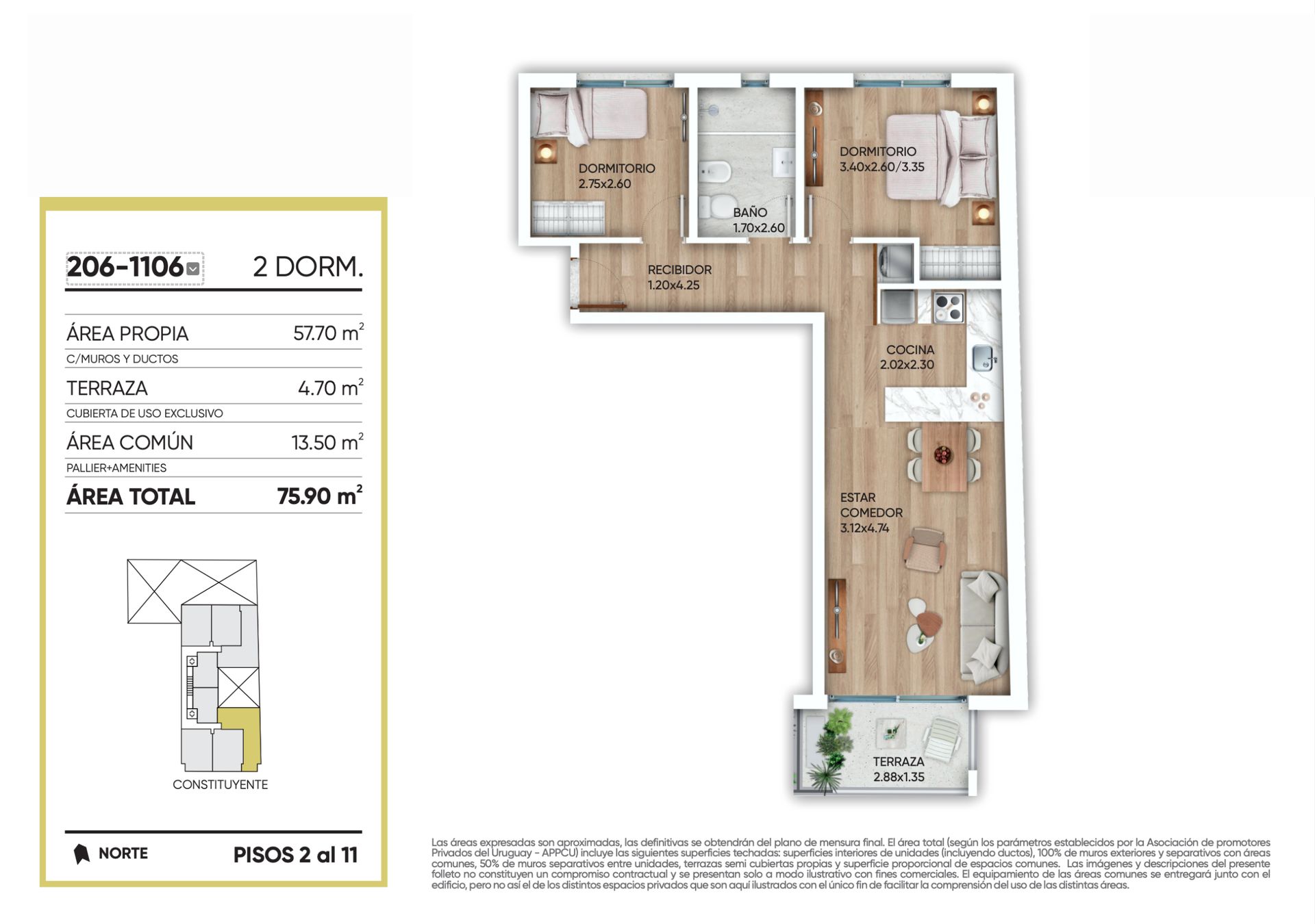 VENTA APARTAMENTO 2 DORMITORIOS EN CORDON - 11