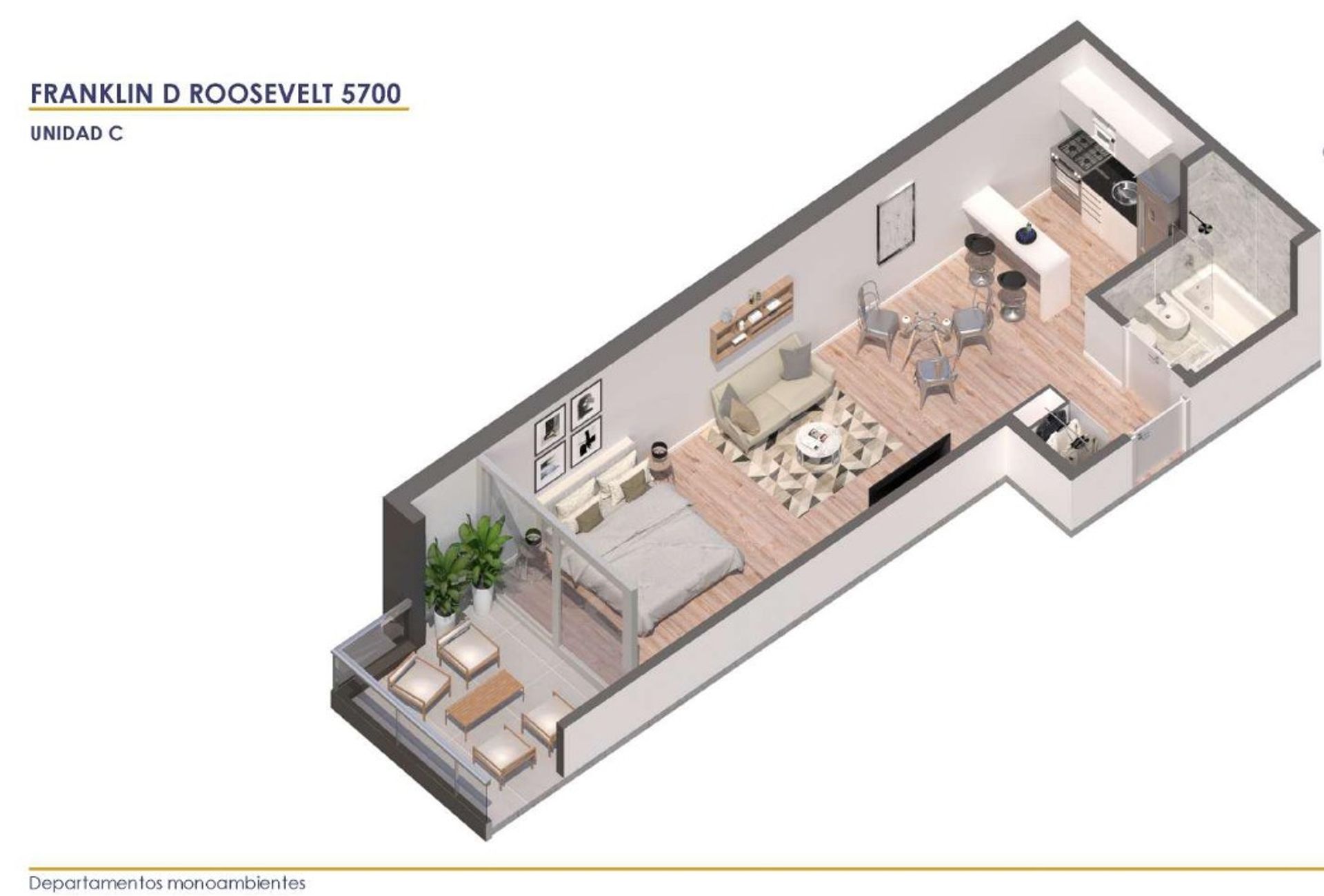 Venta monoambiente en piso 6 con balcón - 1