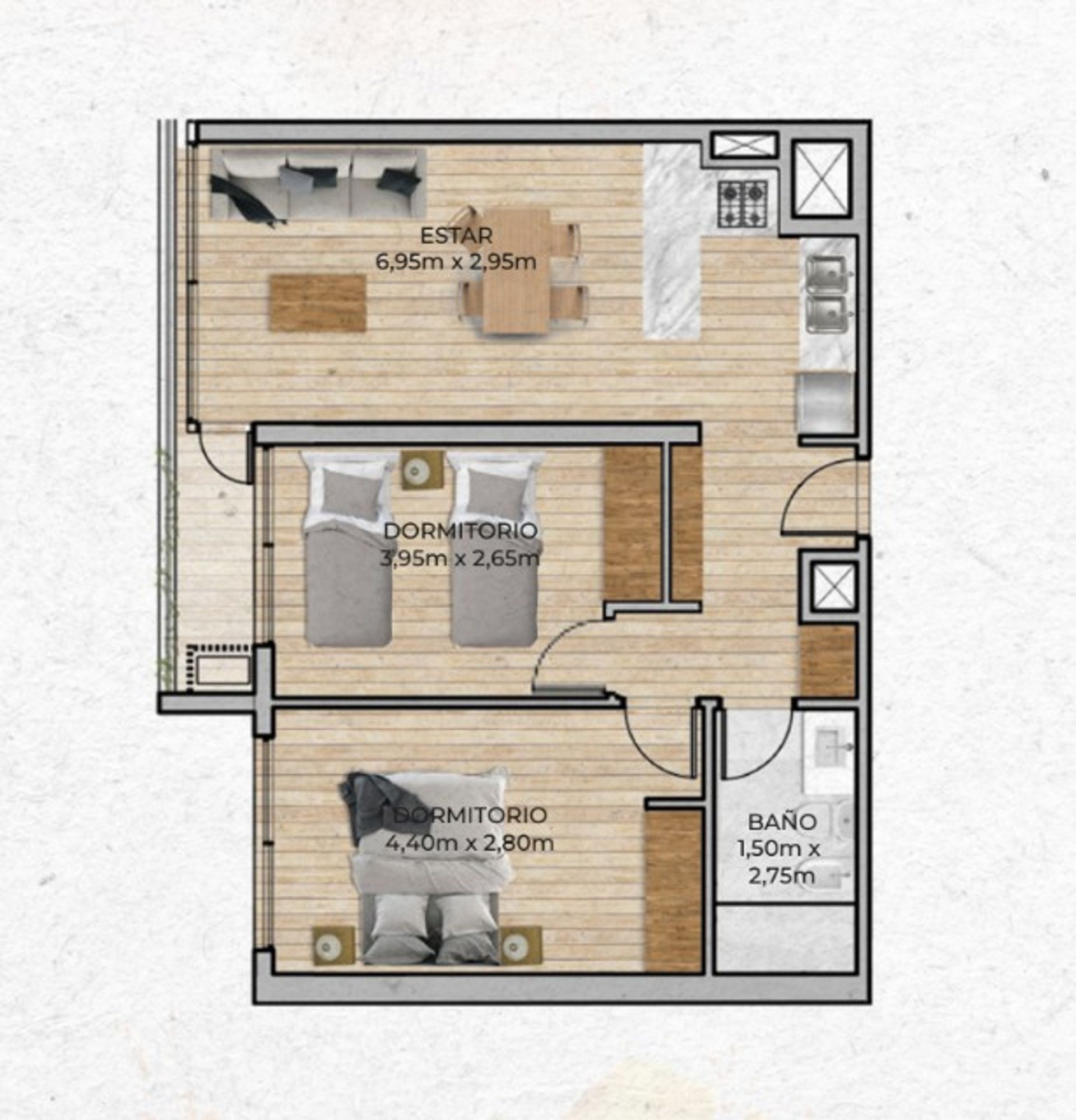 VENTA Apartamento CENTRO 2 dormitorios con balcón