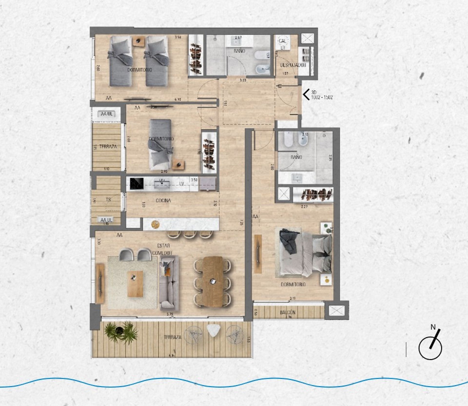 VENTA Apartamento 3 dormitorios Lago Calcagno