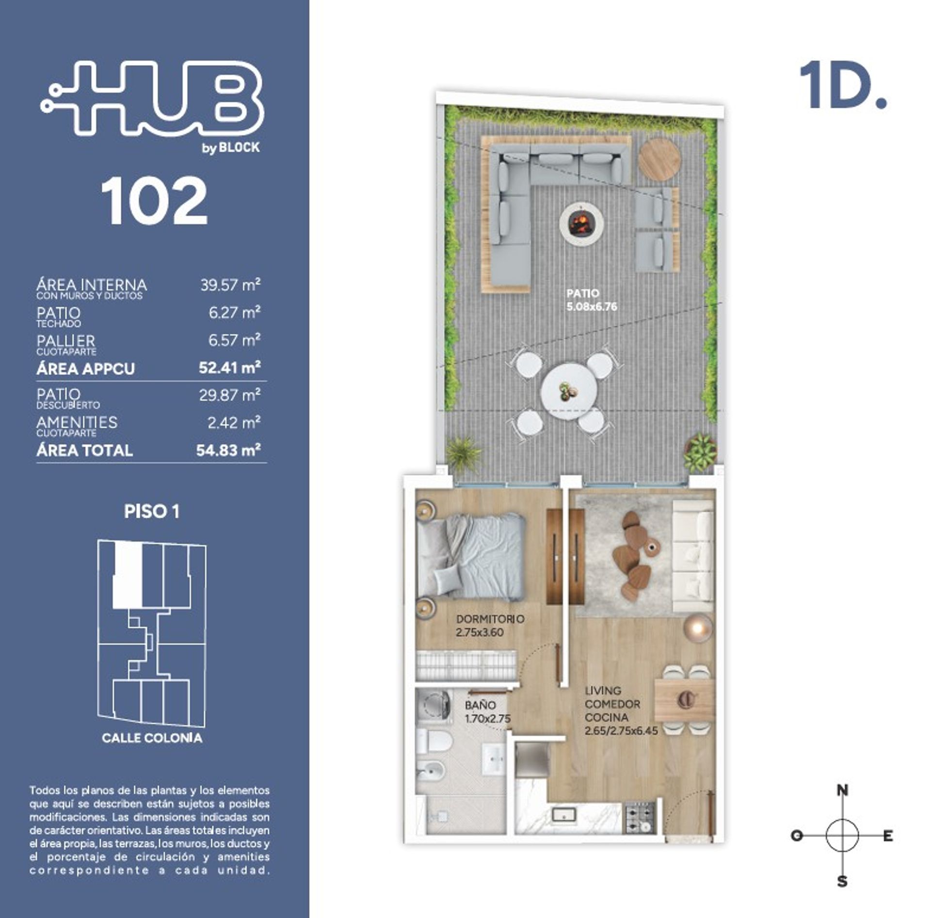 Patio 1 dorm en Hub Cordon con Amenities 2027 - 1
