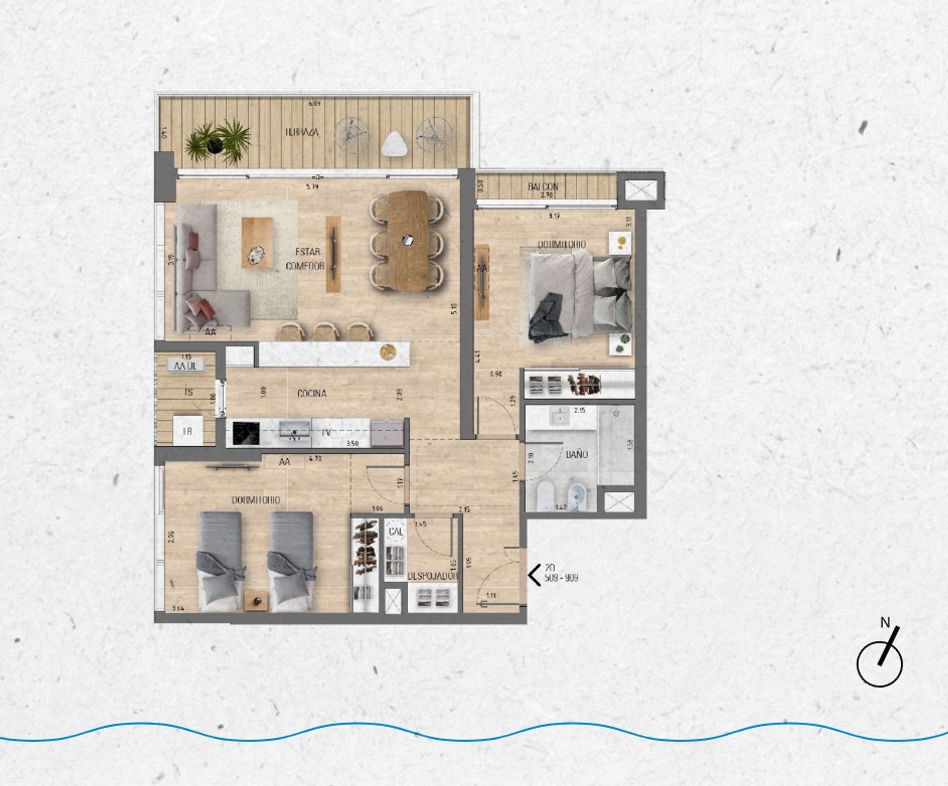 VENTA Apartamento 2 dormitorios Lago Calcagno