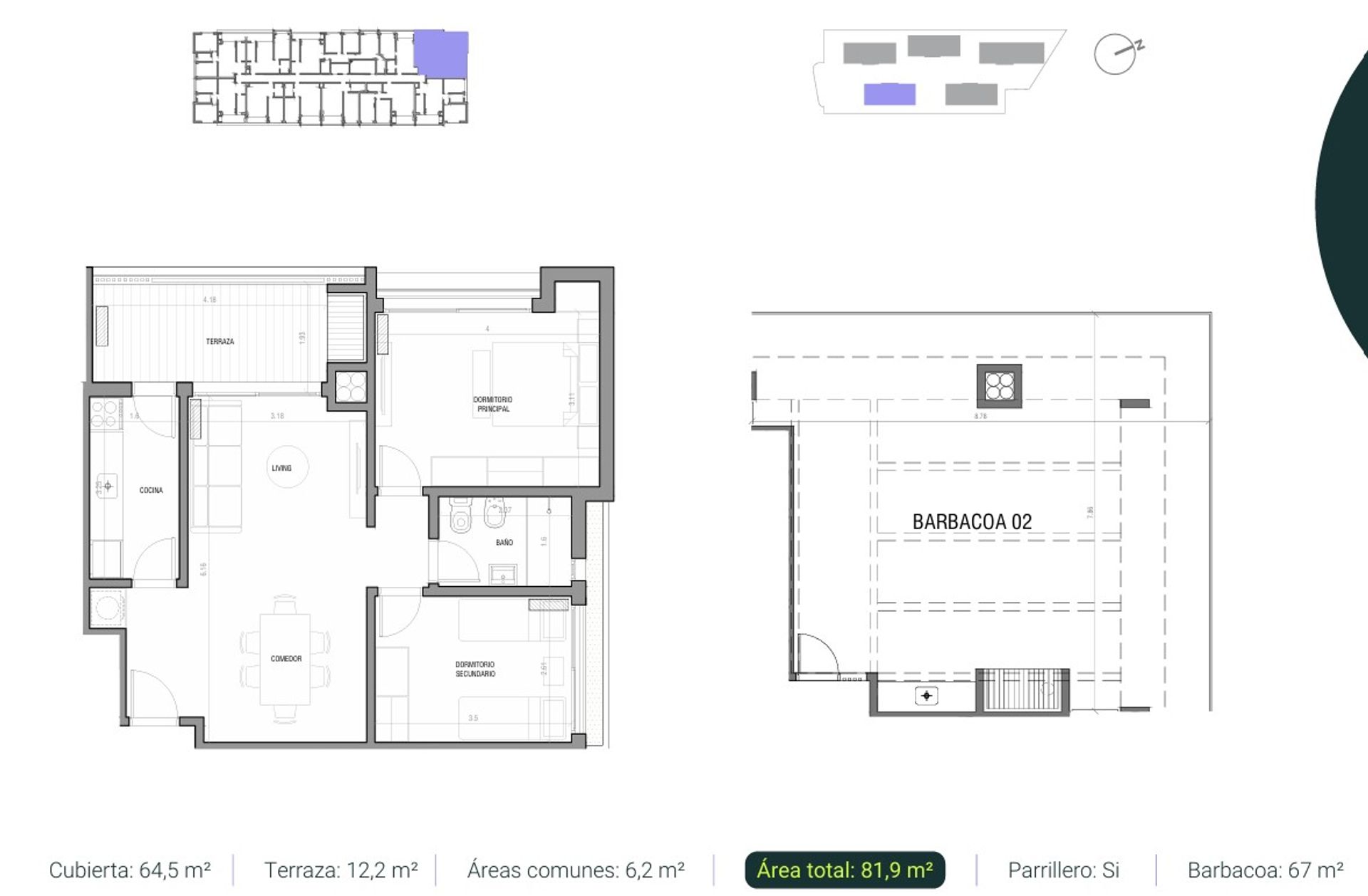 Venta apto 2 dorm. barbacoa, en pozo, Punta Gorda - 9