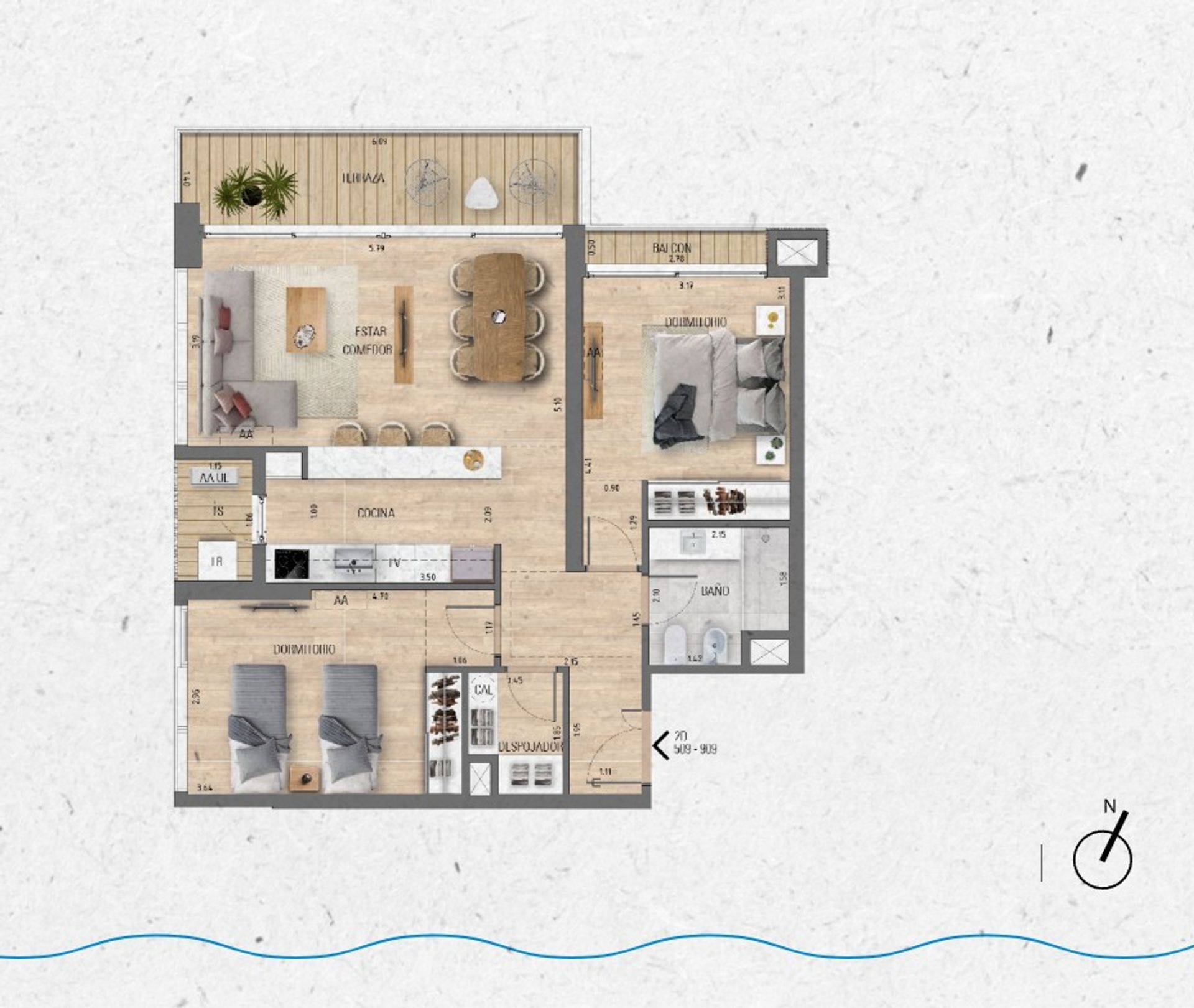 VENTA Apartamento 2 dormitorios Lago Calcagno