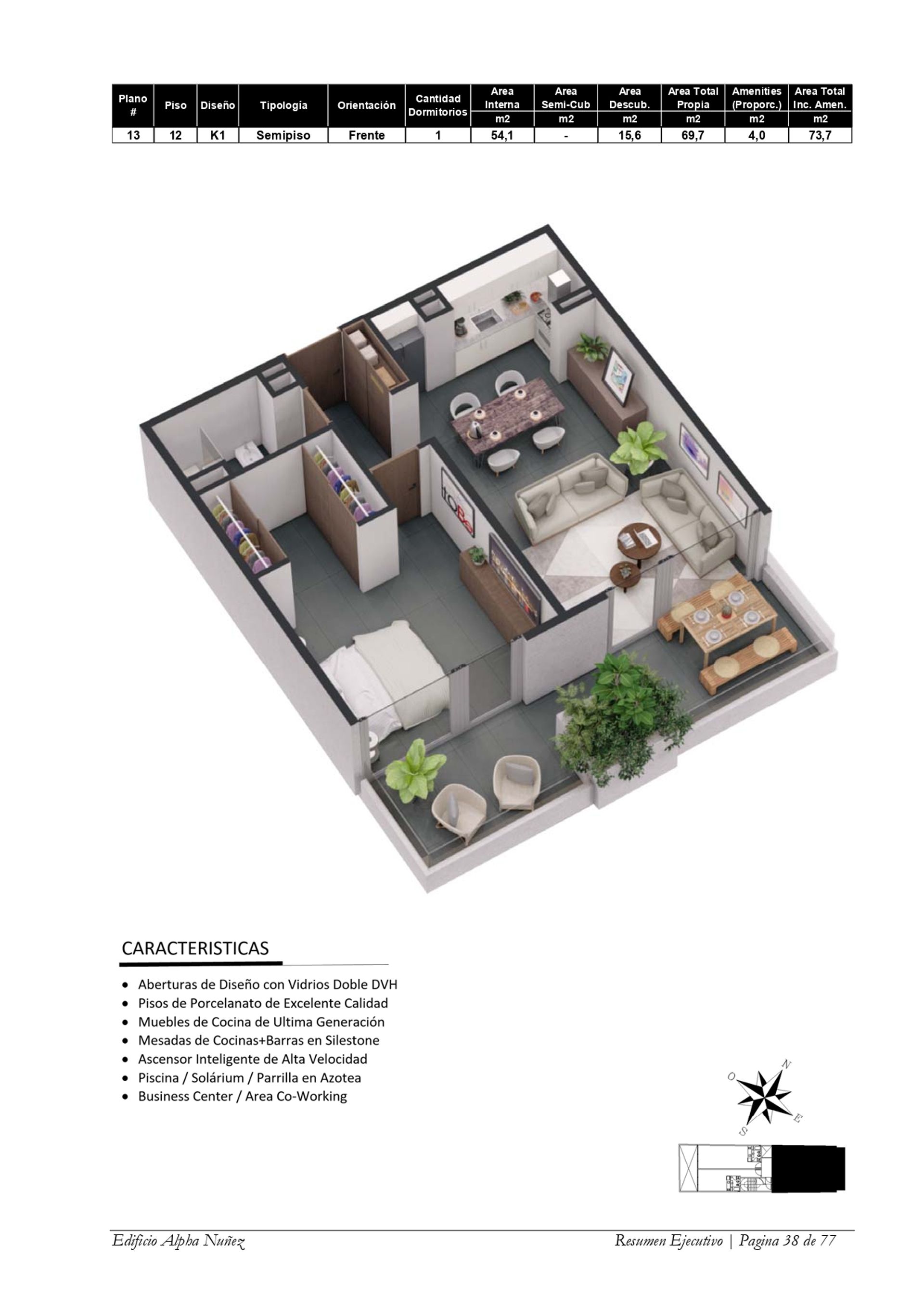 Venta 1 Ambiente Studio con Balcón Descubierto