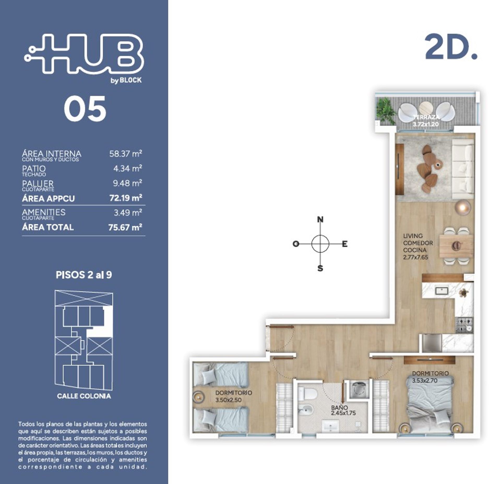 Venta Apartamento 2 dorm en Cordon con Amenities - 2