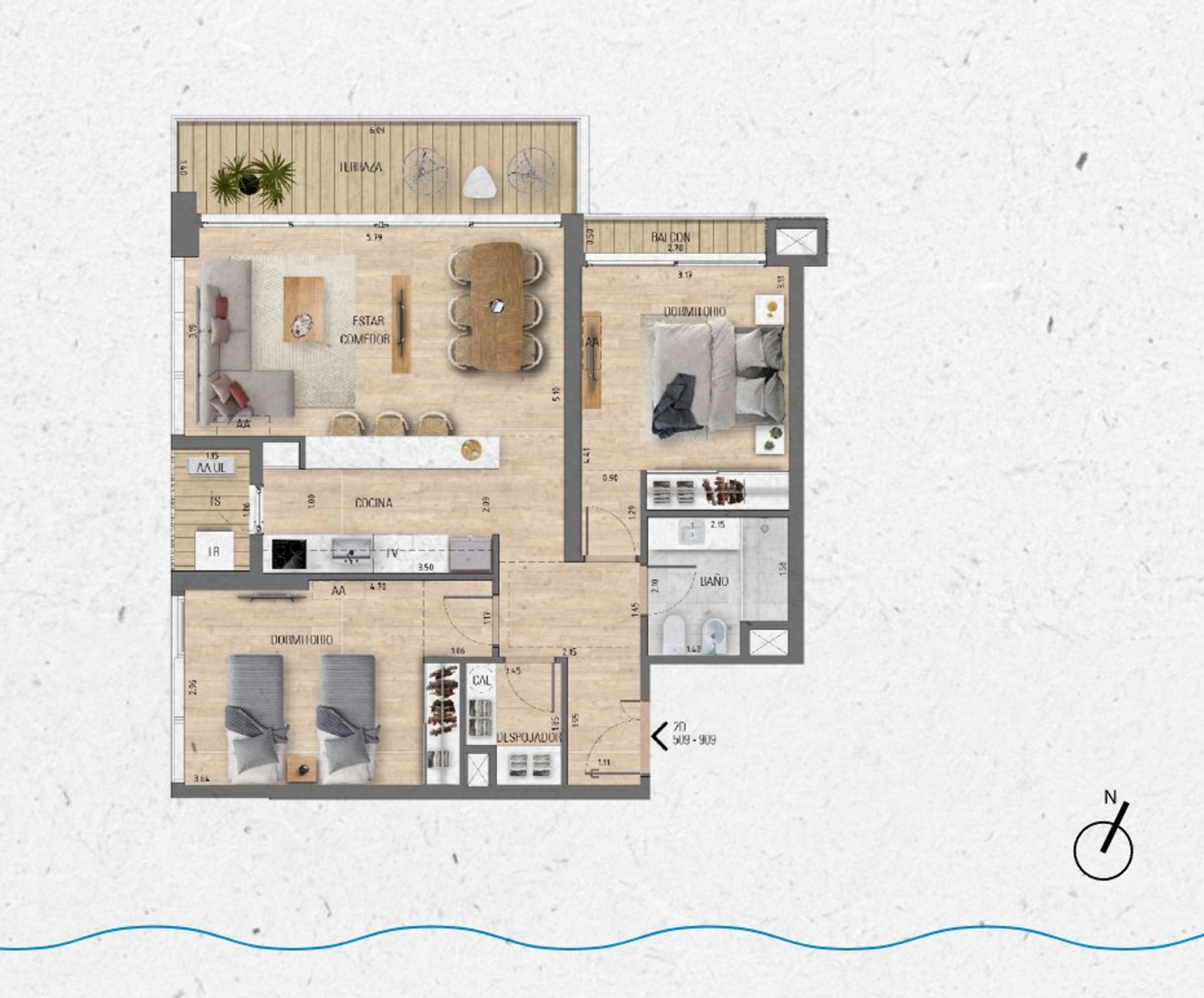 VENTA Apartamento 2 dormitorios Lago Calcagno