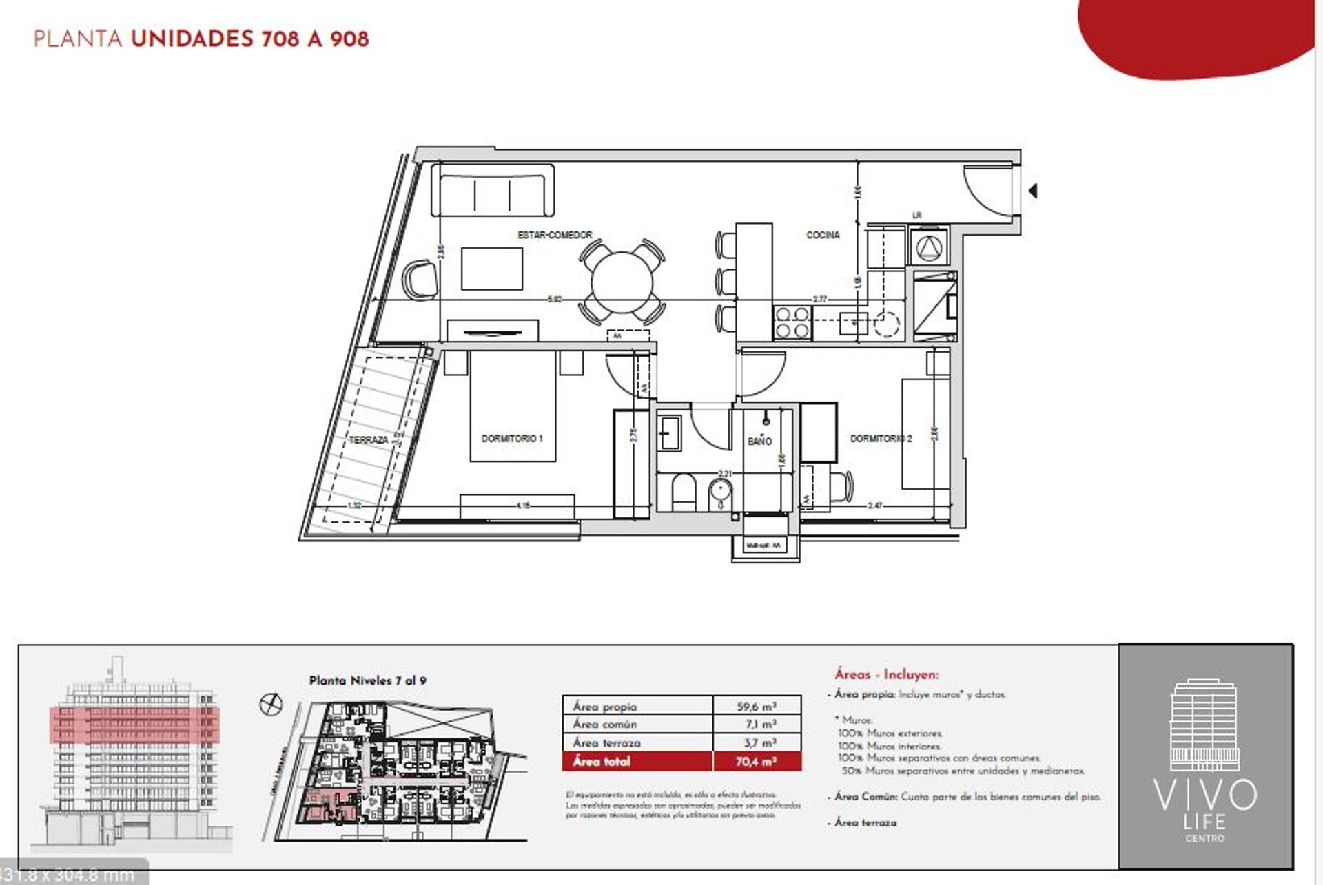 Venta apartamento 2 dormitorios Vivo Life Centro - 1