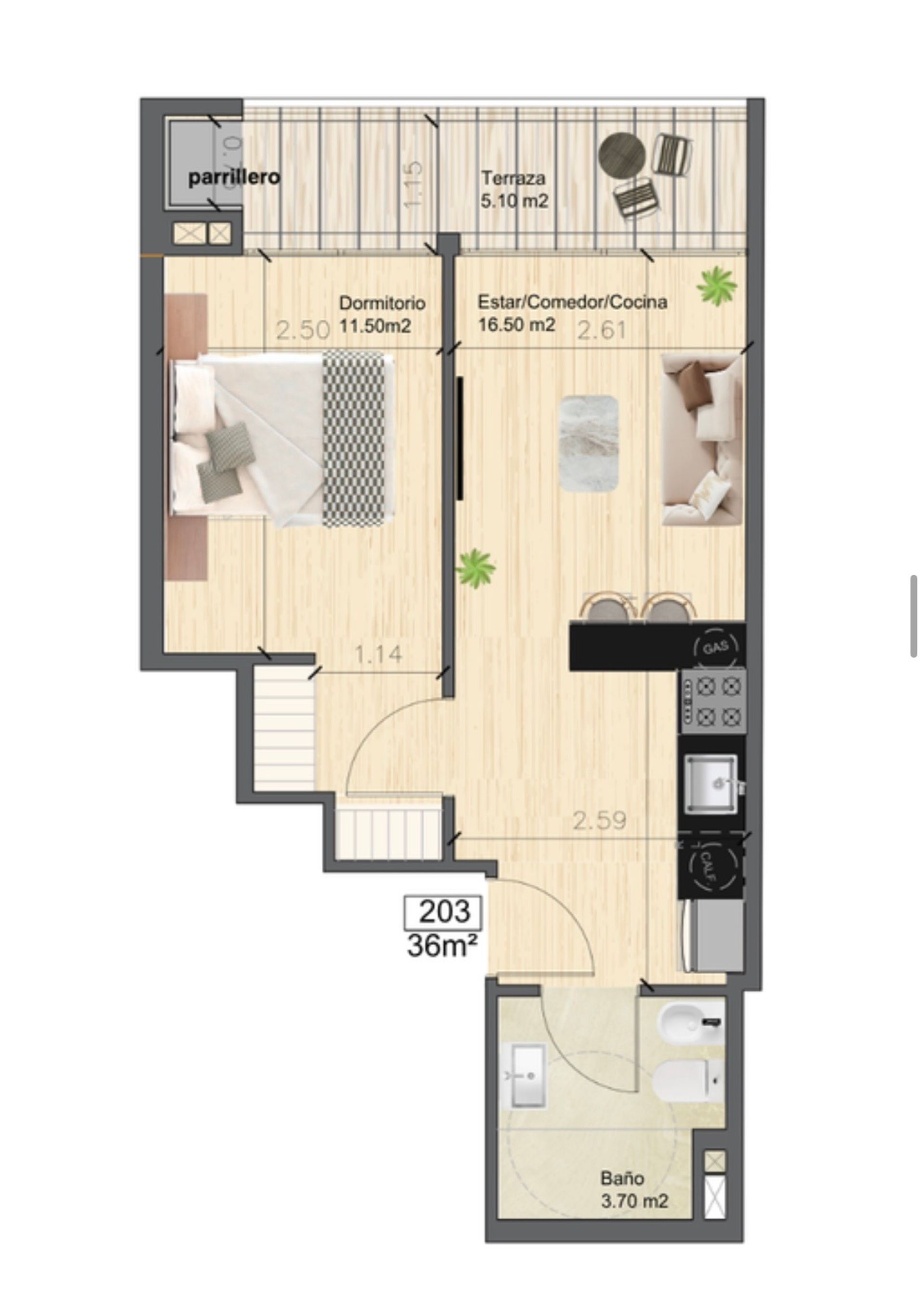 VENTA DEPTO CENTRO 1 DORMITORIO C PARRILLERO - 19