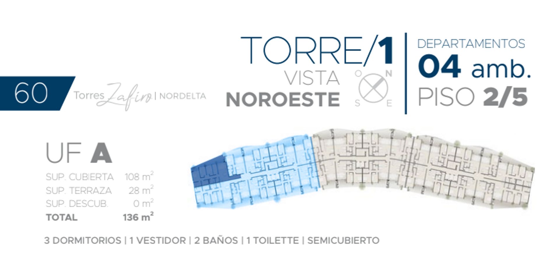 TORRES ZAFIRO NORDELTA - VENTA DEPTO. 4 AMBIENTES - 2