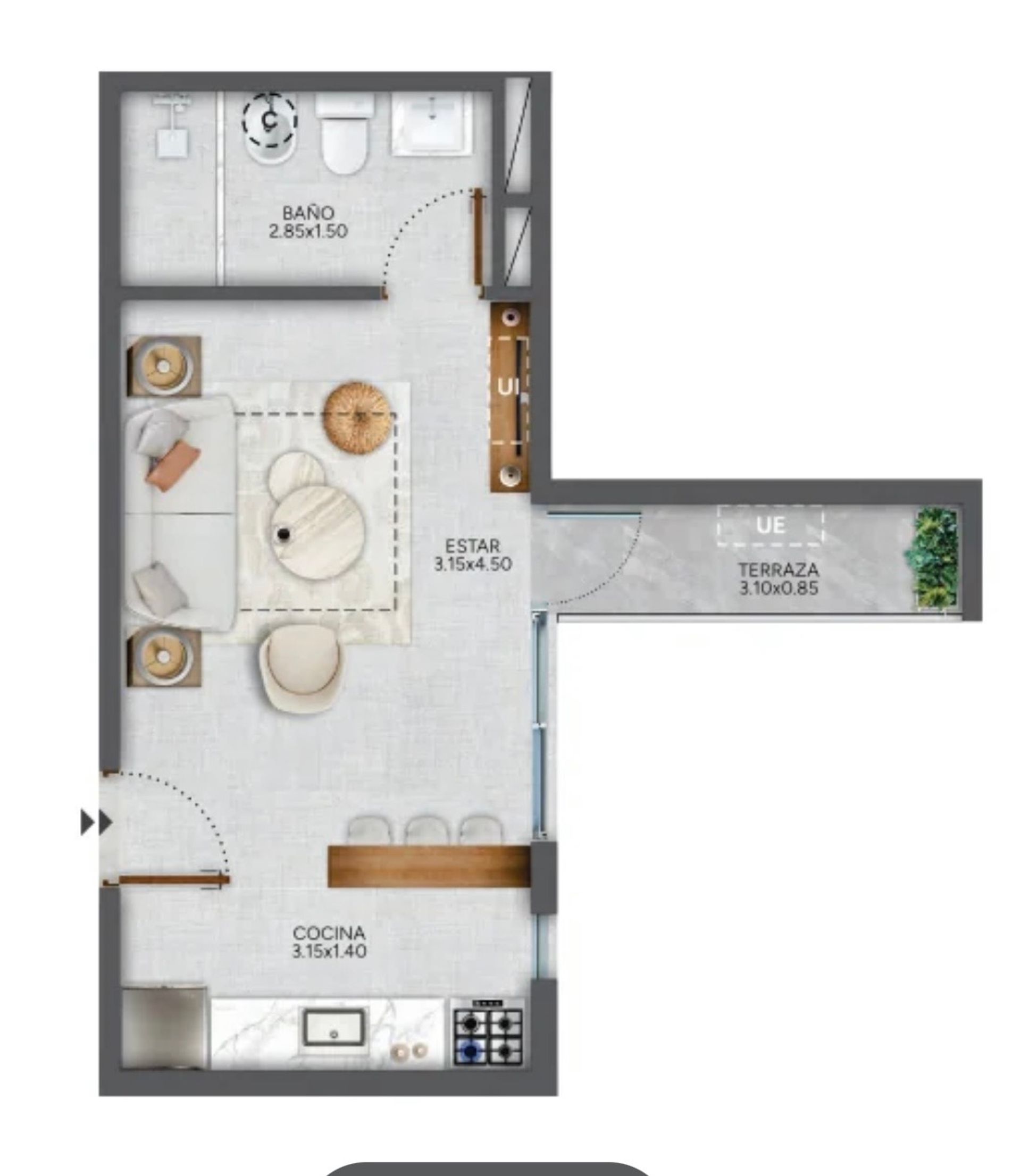VENTA MONOAMBIENTE CORDON CON TERRAZA