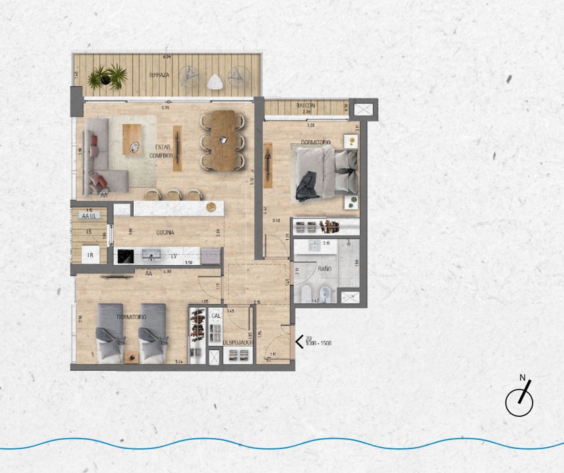 VENTA Apartamento 2 dormitorios Lago Calcagno