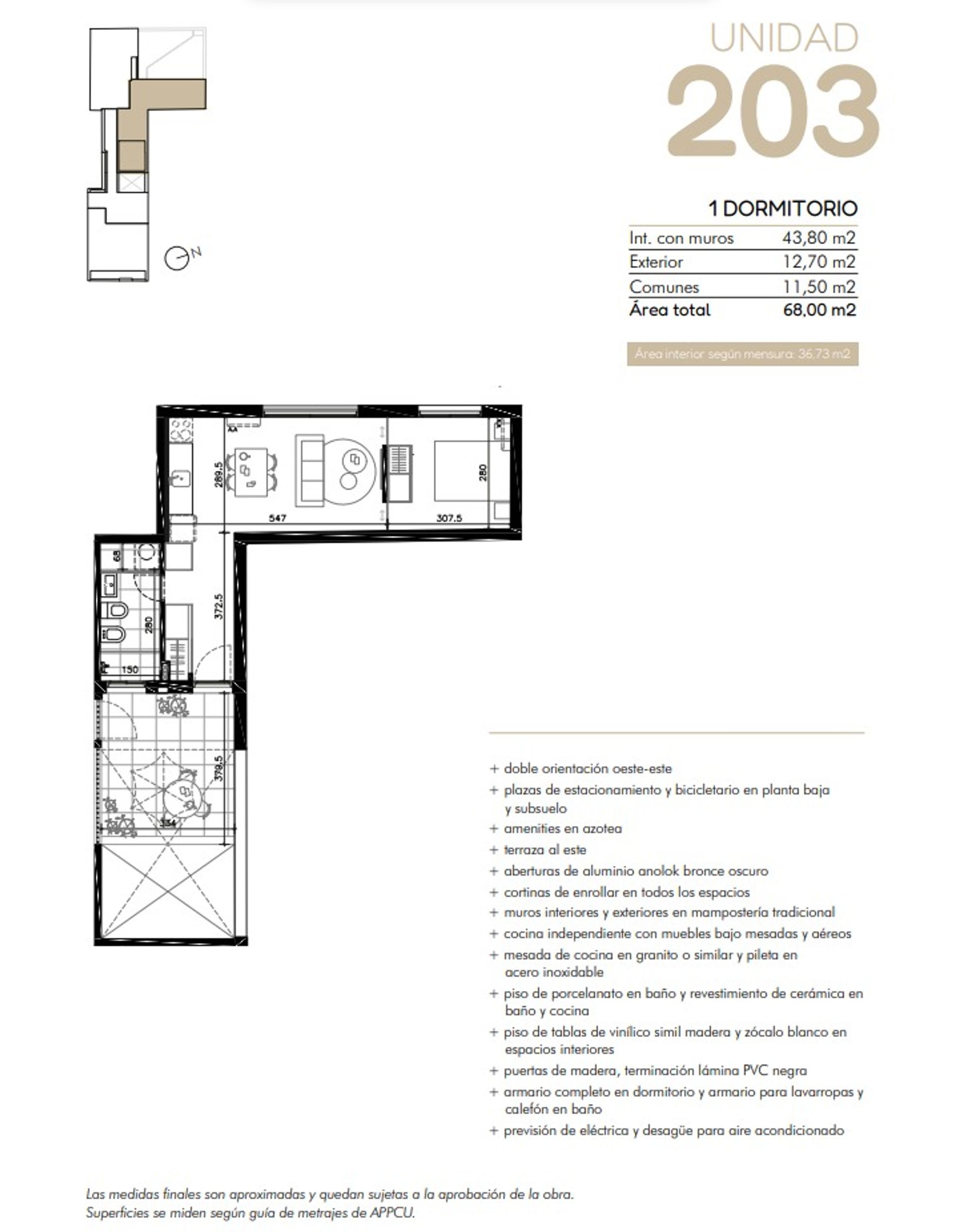 VENTA APARTAMENTO 1 DORMITORIO CON TERRAZA CORD&Oacute;N - 5