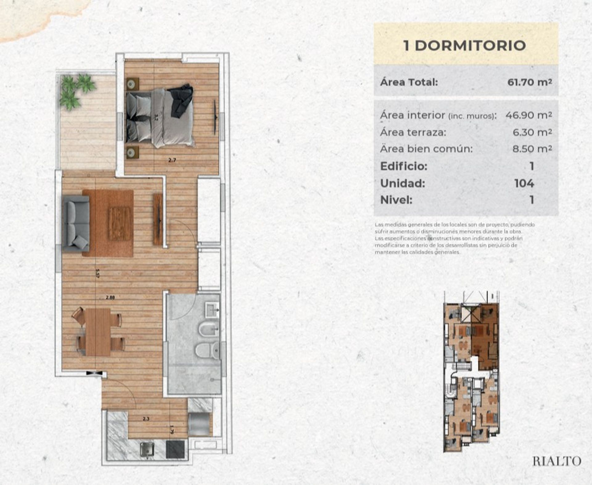 Venta 1 dormitorio en Cordon - 2