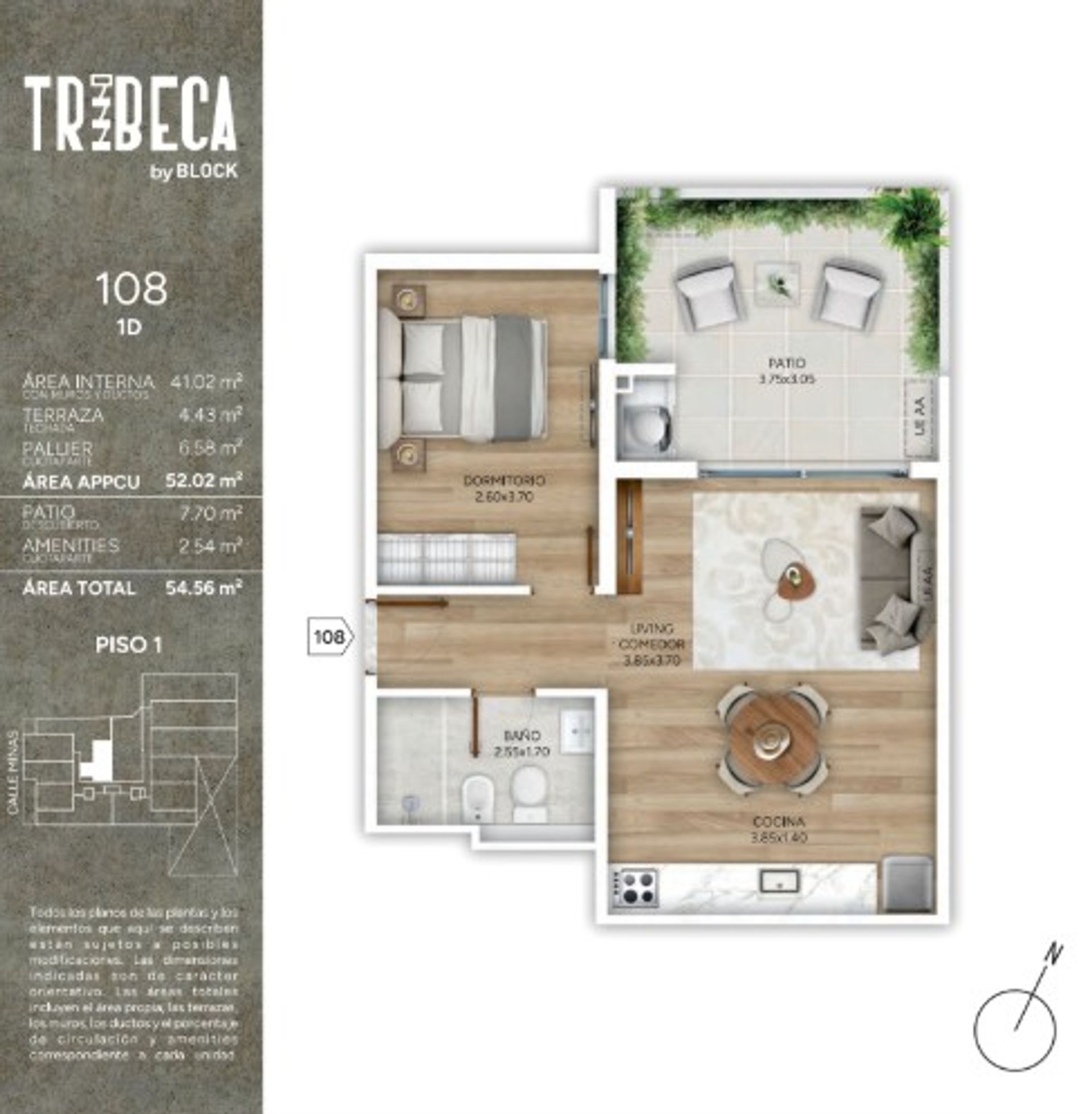Venta 1 dormitorio con patio en pozo - 1