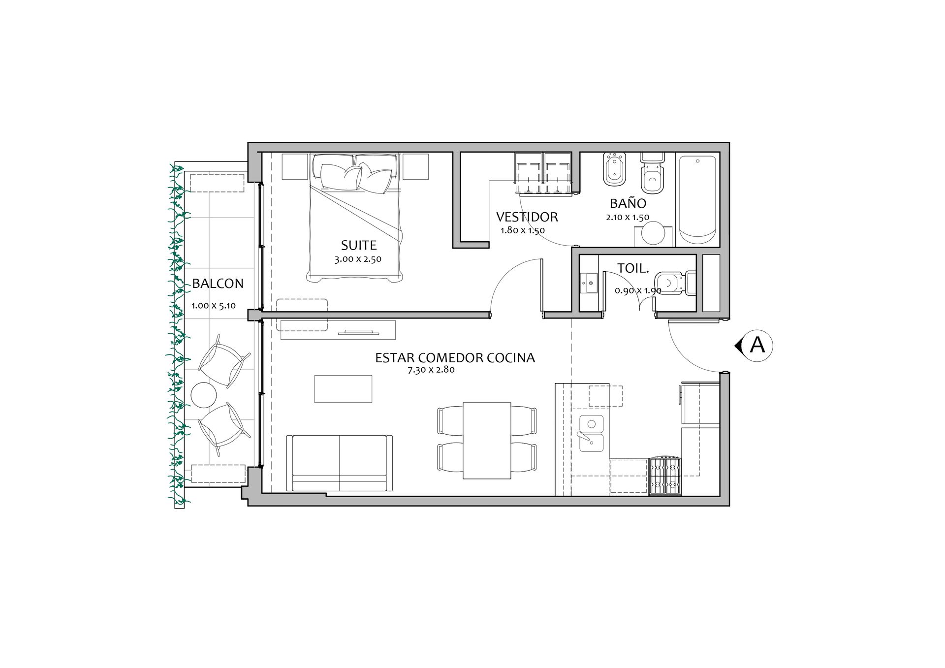 DEPTO 2 AMB en SUITE EN VENTA - POZO - ALMAGRO — foto 2