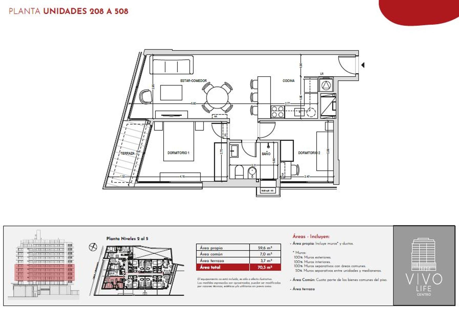 Venta apartamento 2 dormitorios Vivo Life Centro - 1