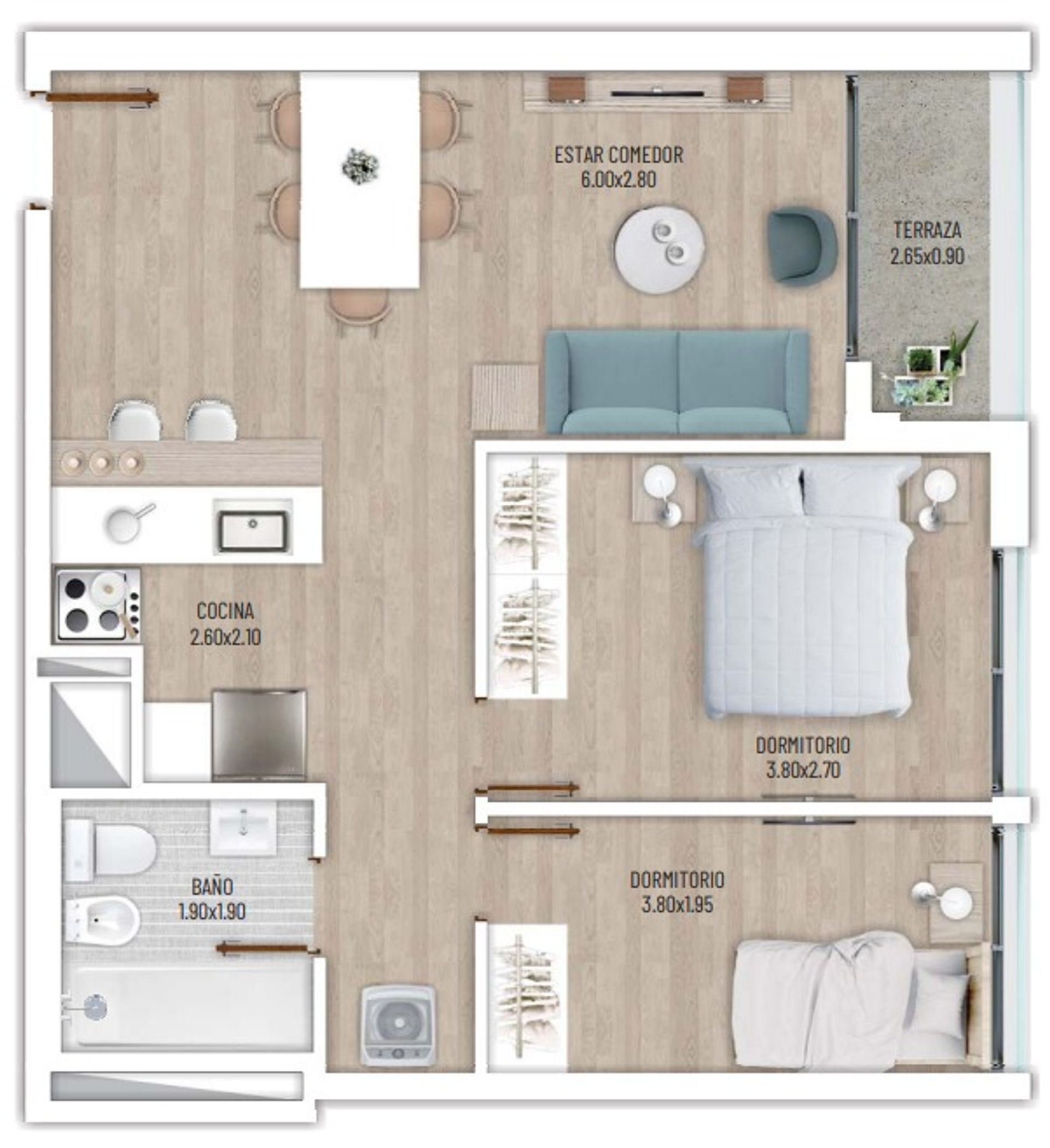 Venta apto de 2 dormitorios Cord&oacute;n Sur Ley VIS - 13