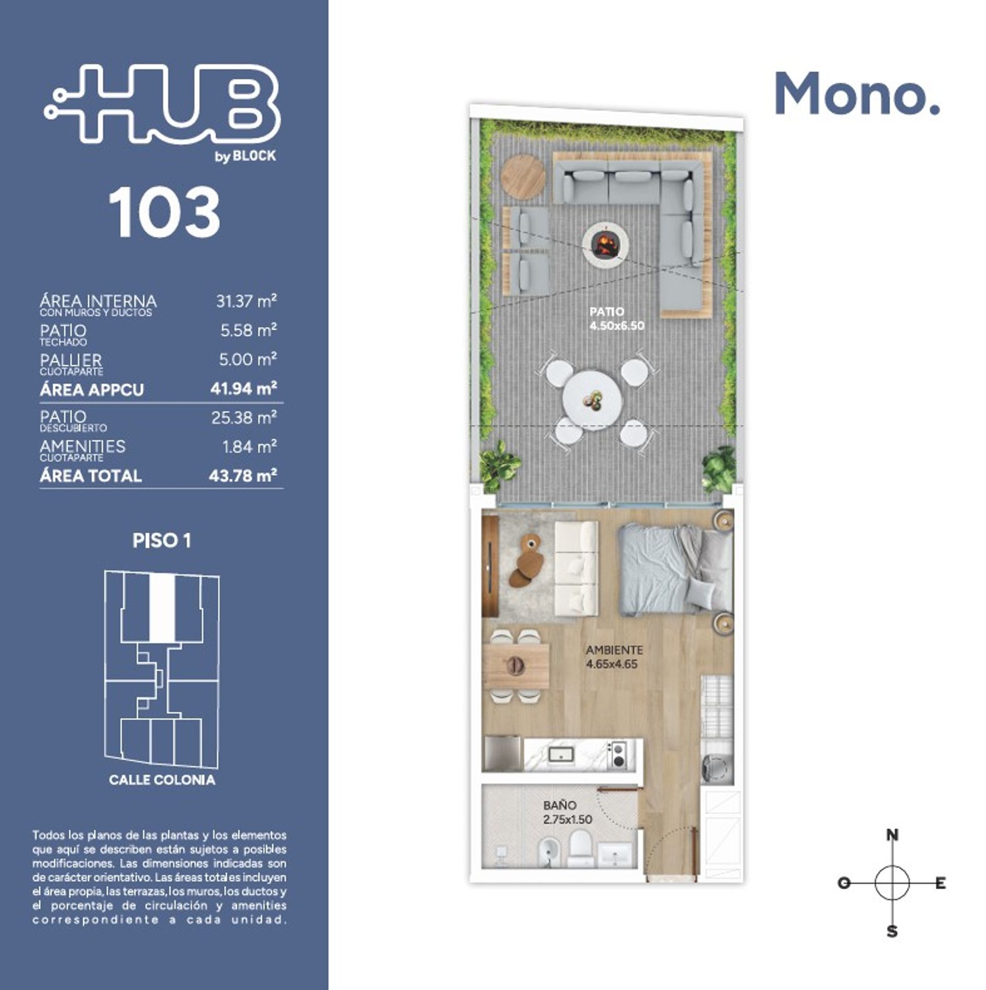 Patio Mono en Hub en cordon con Amenities 2027 - 1