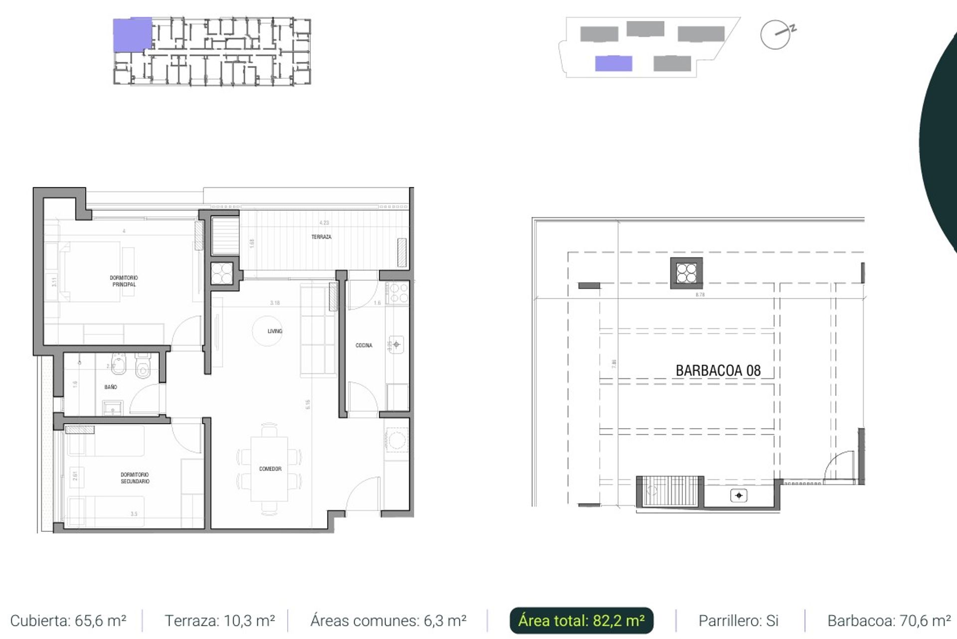 Venta apto 2 dorm. barbacoa, en pozo, Punta Gorda - 9