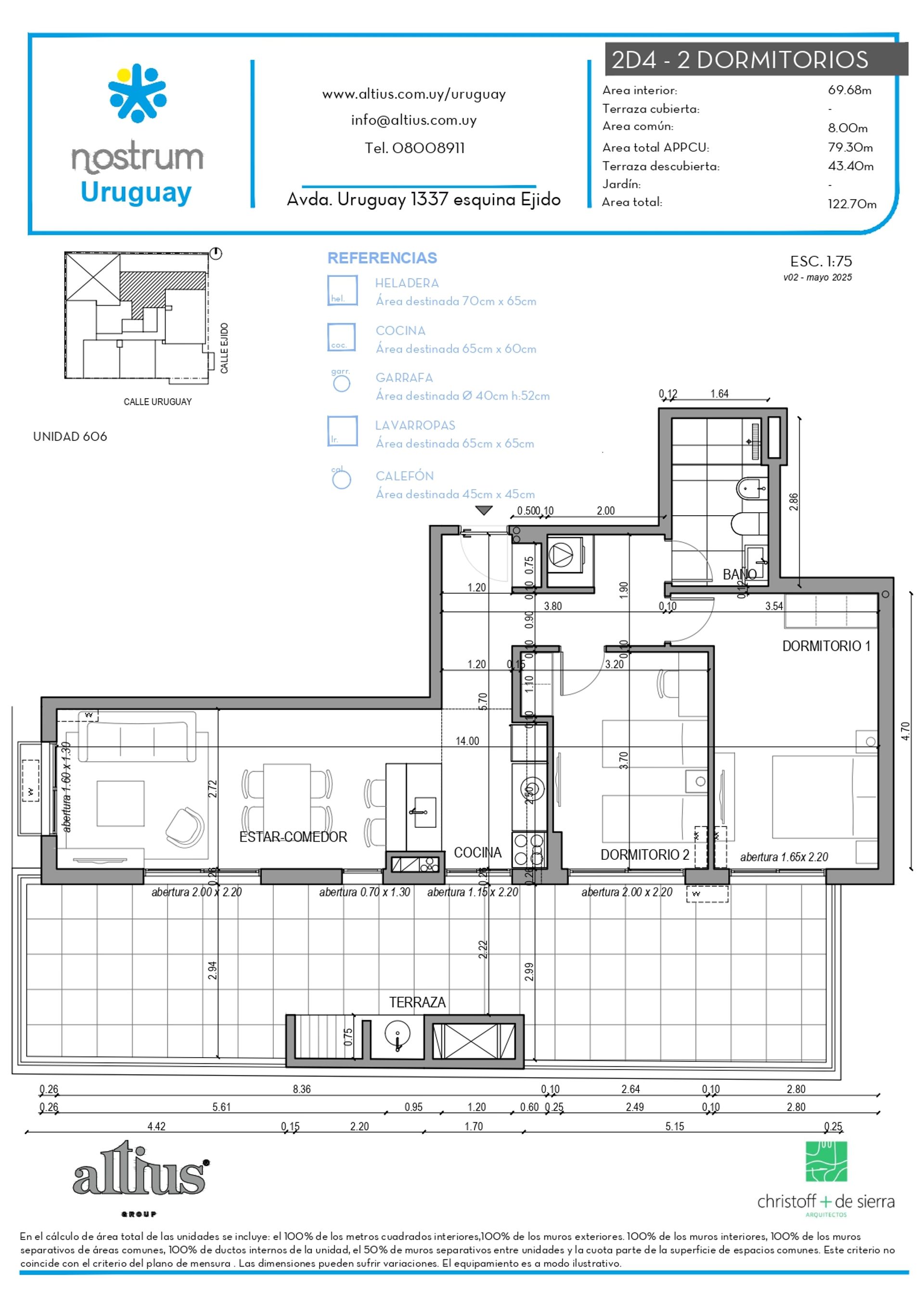 VENTA APTO 2 DORMITORIO CENTRO TERRAZA 43 M2 - 1