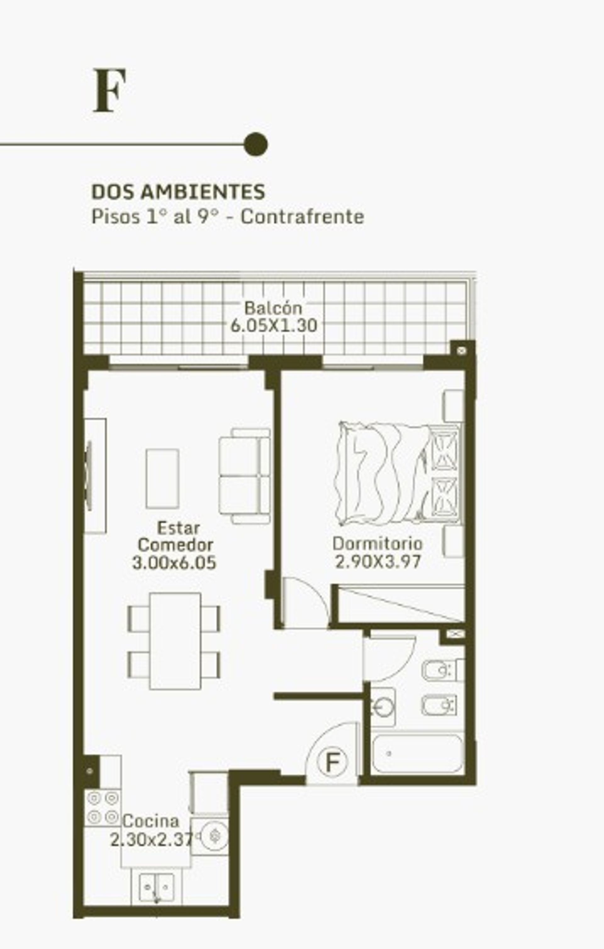 2 ambientes Frente balcon - 2