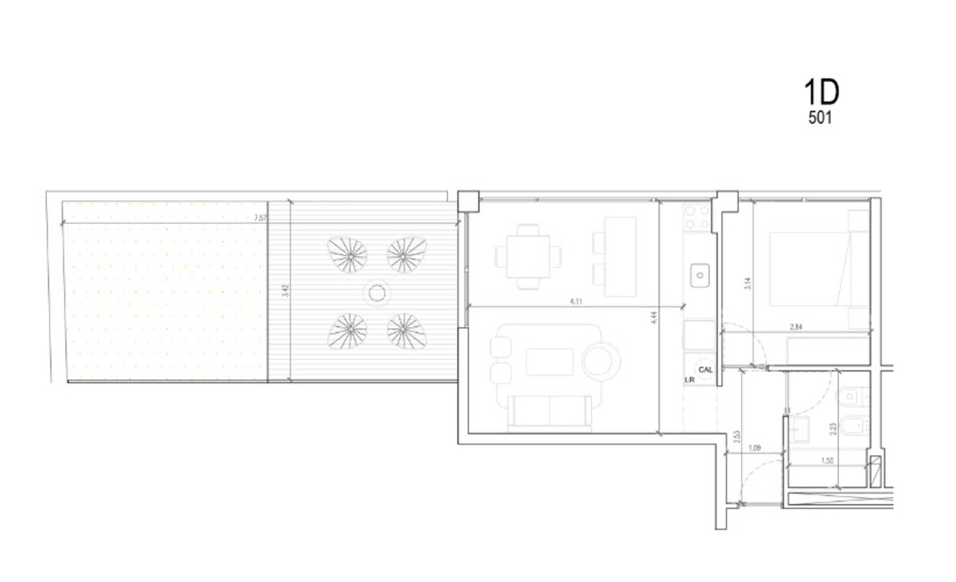 Penthouse 1 dorm con terraza orientado al frente - 1