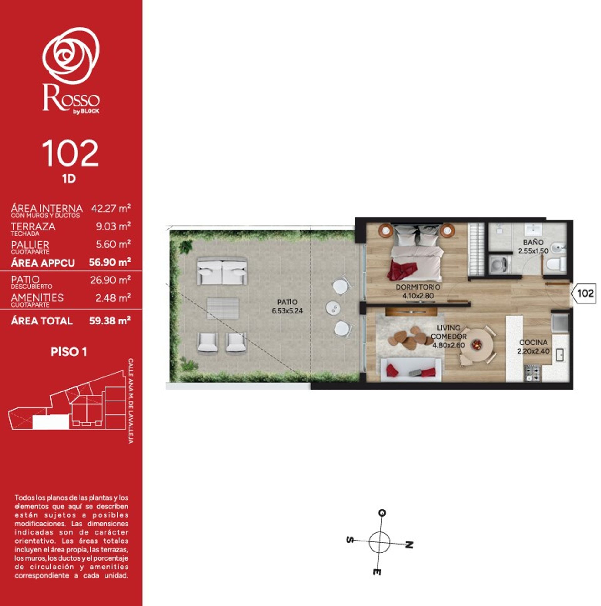 Venta Apartamento 1 Dorm Con Patio Rosso Marzo2028 - 1