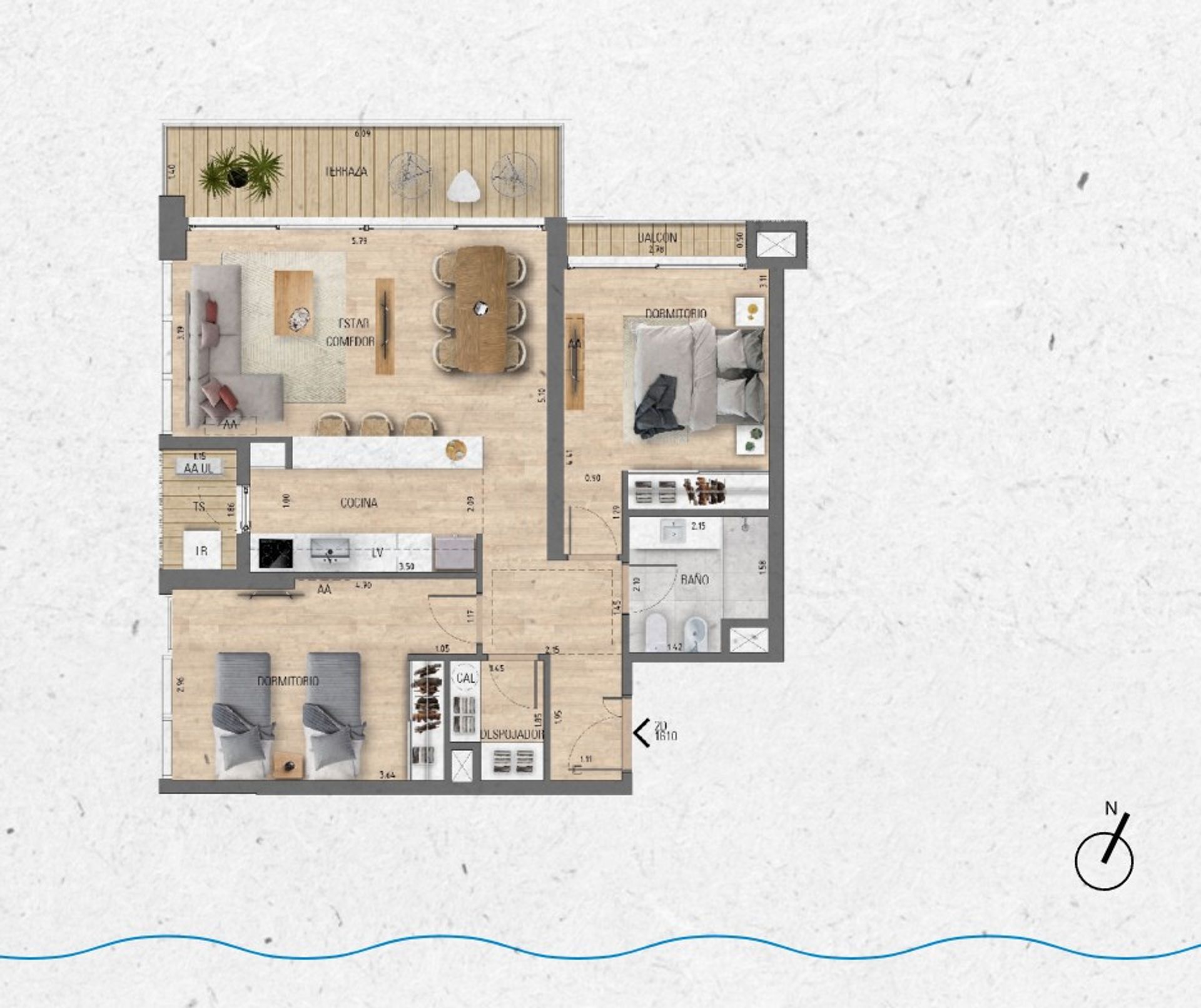 VENTA Apartamento 2 dormitorios Lago Calcagno