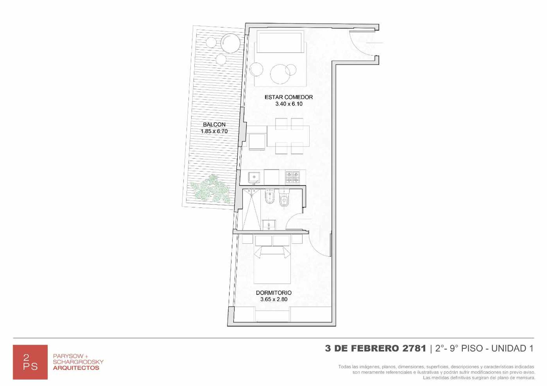 Venta Depto. 2 ambientes C/ Balcón Belgrano - 2
