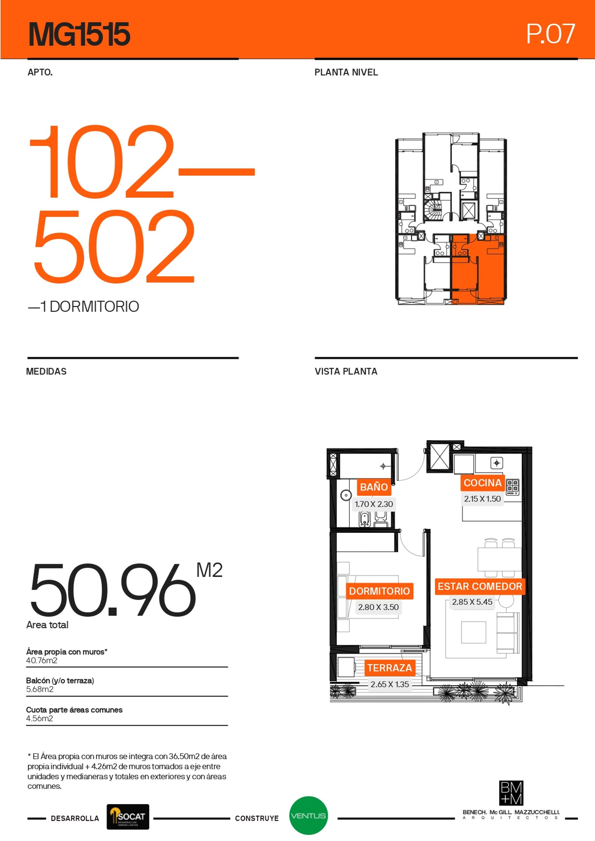 VENTA apto en CONSTRUCCION - 1 Dormitorio - 8