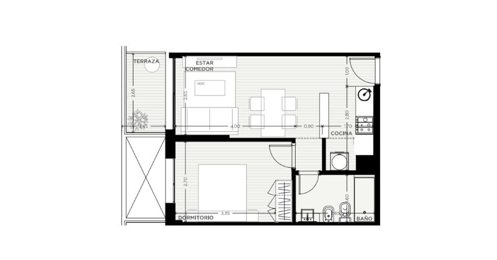 APARTAMENTO 1 DORMITORIO EN VENTA EN TRES CRUCES - 2