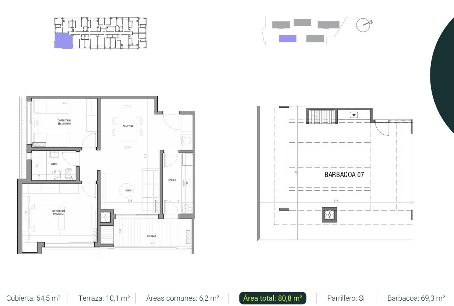 Venta apto 2 dorm. barbacoa, en pozo, Punta Gorda - 9