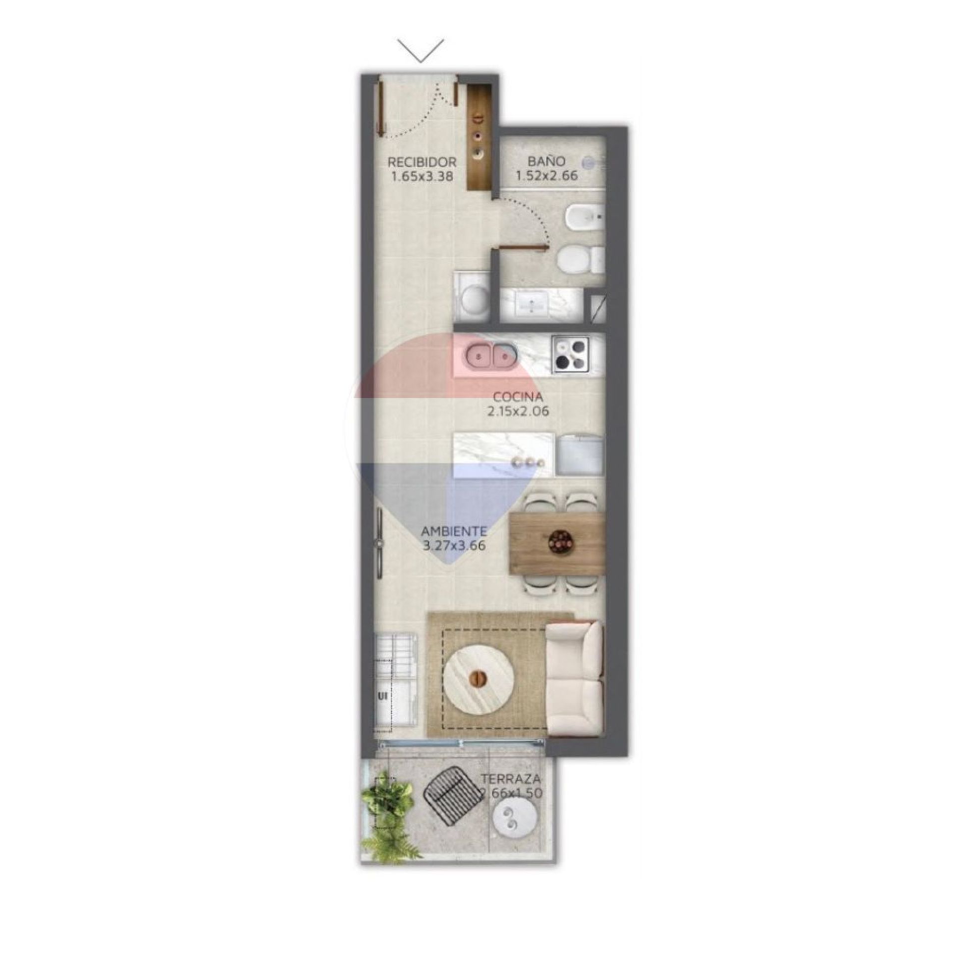 VENTA MONOAMBIENTE POCITOS NUEVO CON BALCON