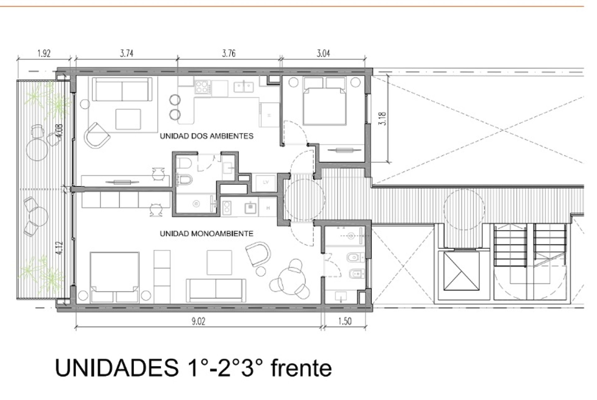 DEPTO MONOAMBIENTE CONTRAFRENTE BALCON Y AMENITIES - 5