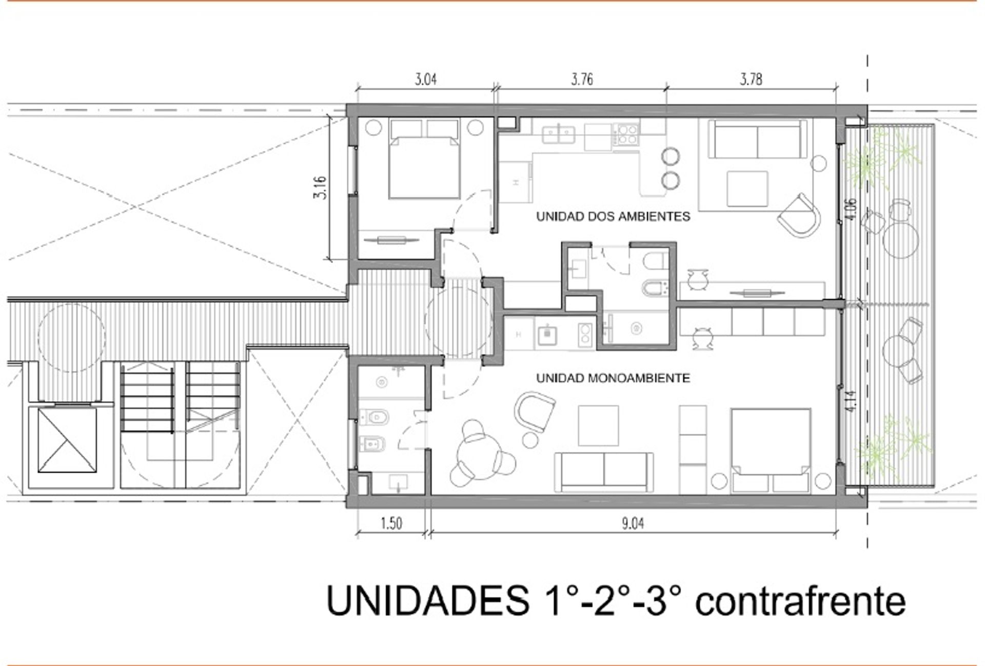 DEPTO MONOAMBIENTE CONTRAFRENTE BALCON Y AMENITIES - 4