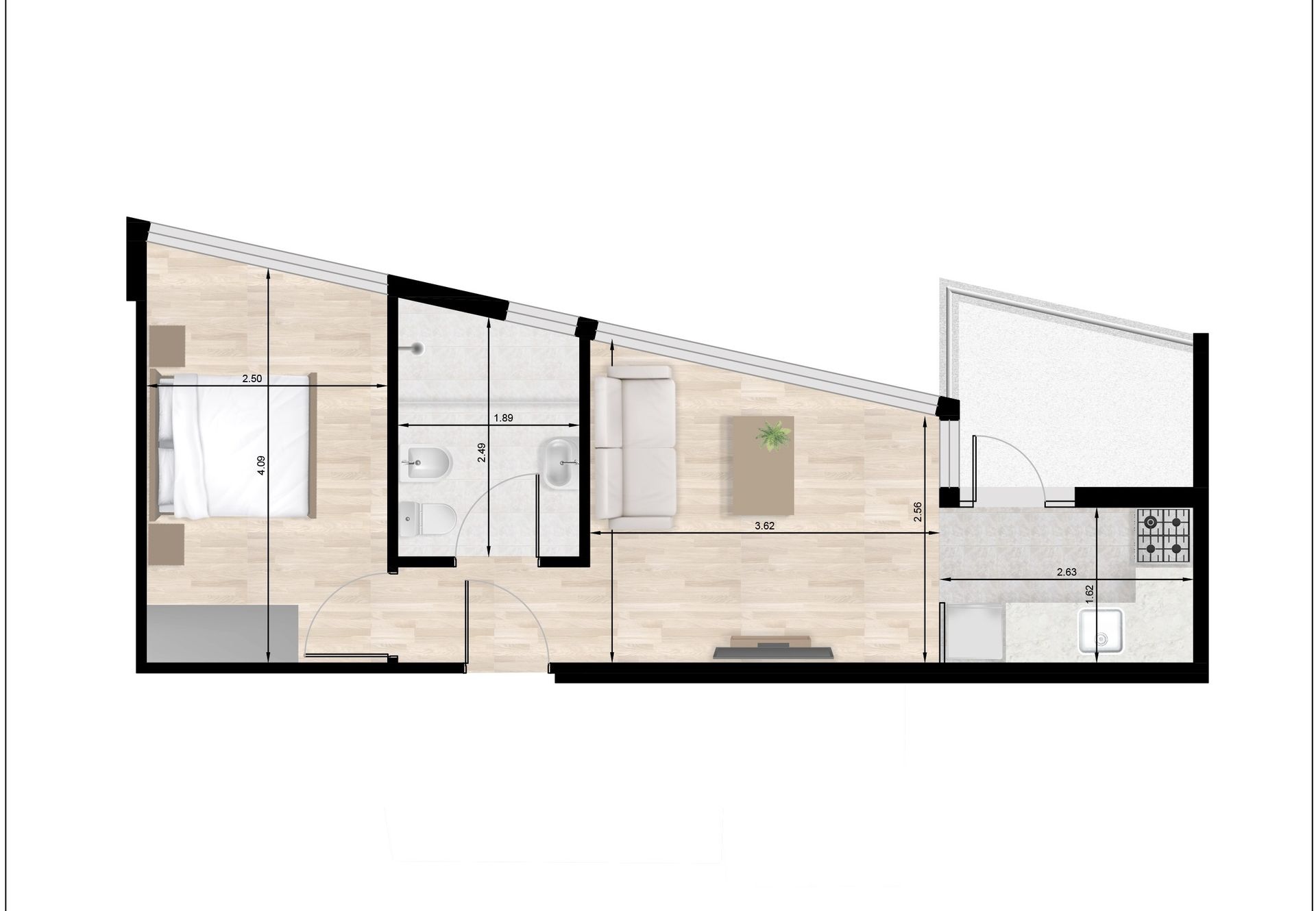 APARTAMENTO 1 DORMITORIO CON GARAGE EN 3 CRUCES - 1