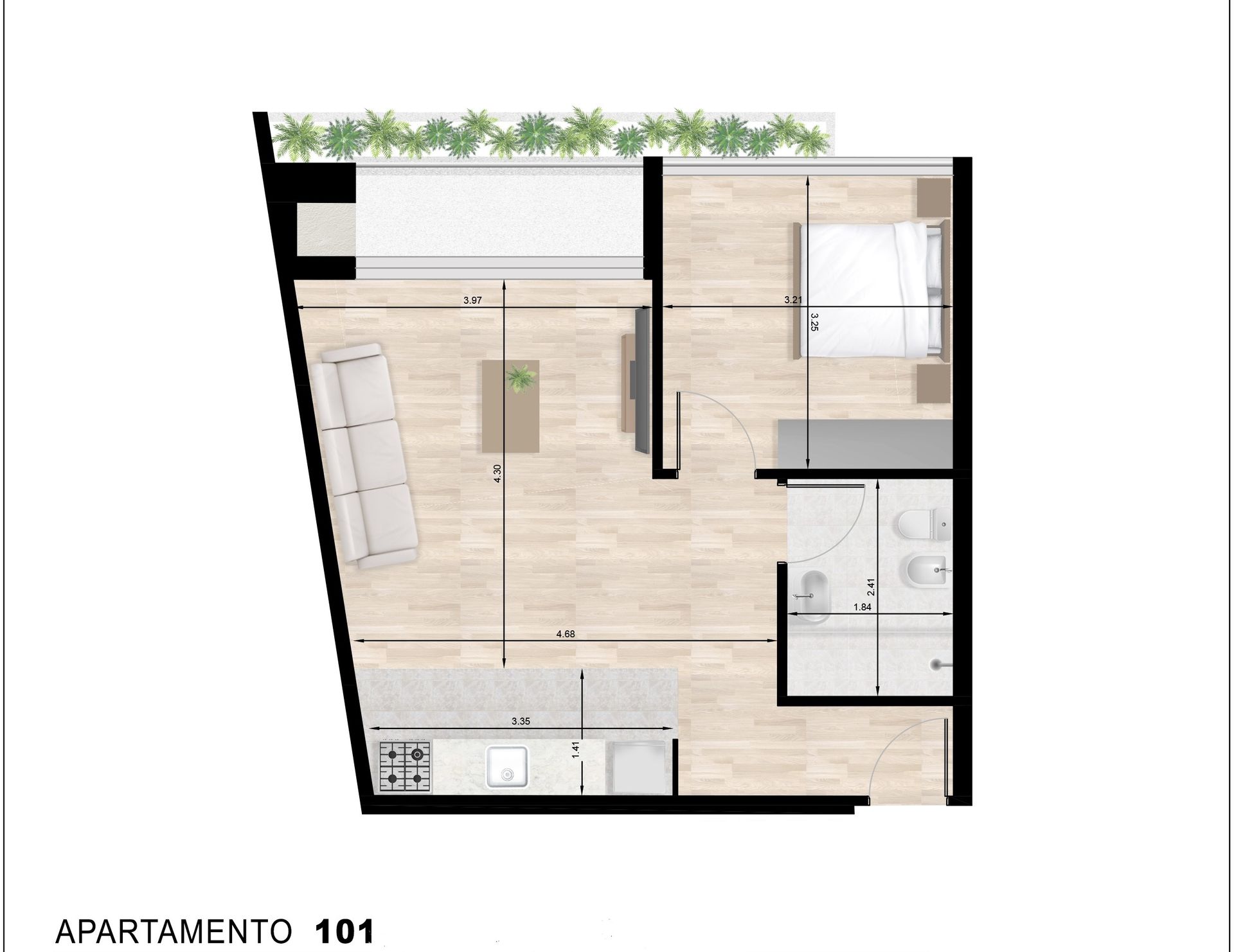 APARTAMENTO 1 DORMITORIO CON PARRILLA EN 3 CRUCES - 2