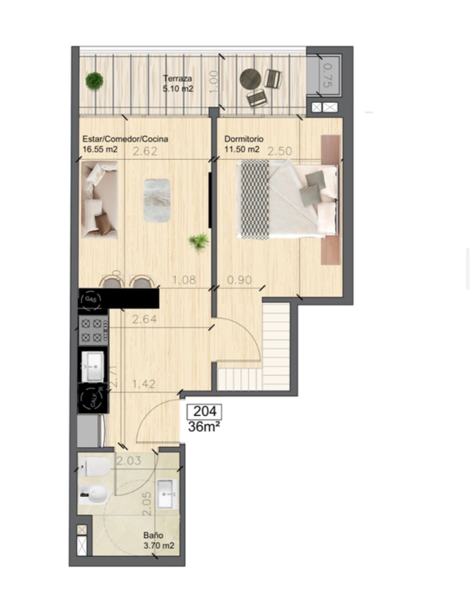 VENTA DEPTO CENTRO 1 DORMITORIO CON PATIO INTERNO - 11