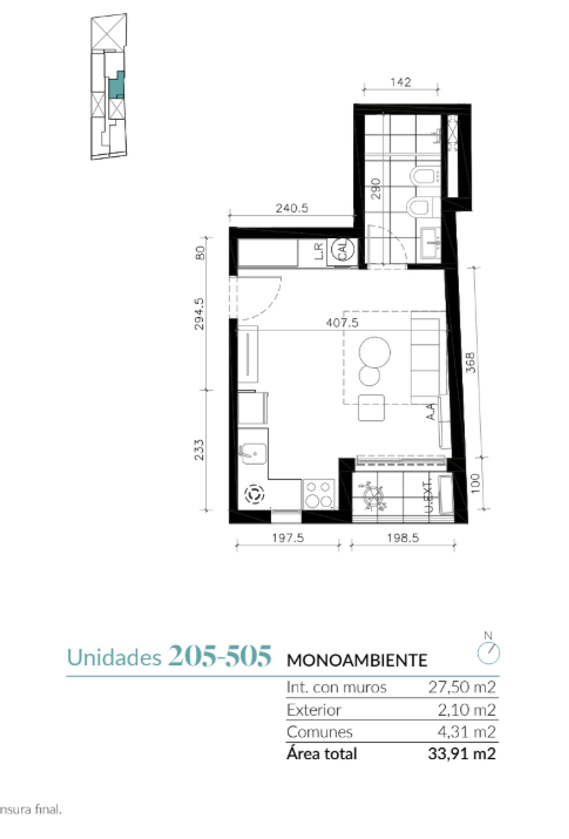Venta Monoambiente Cord&oacute;n a estrenar Julio 2027 - 2
