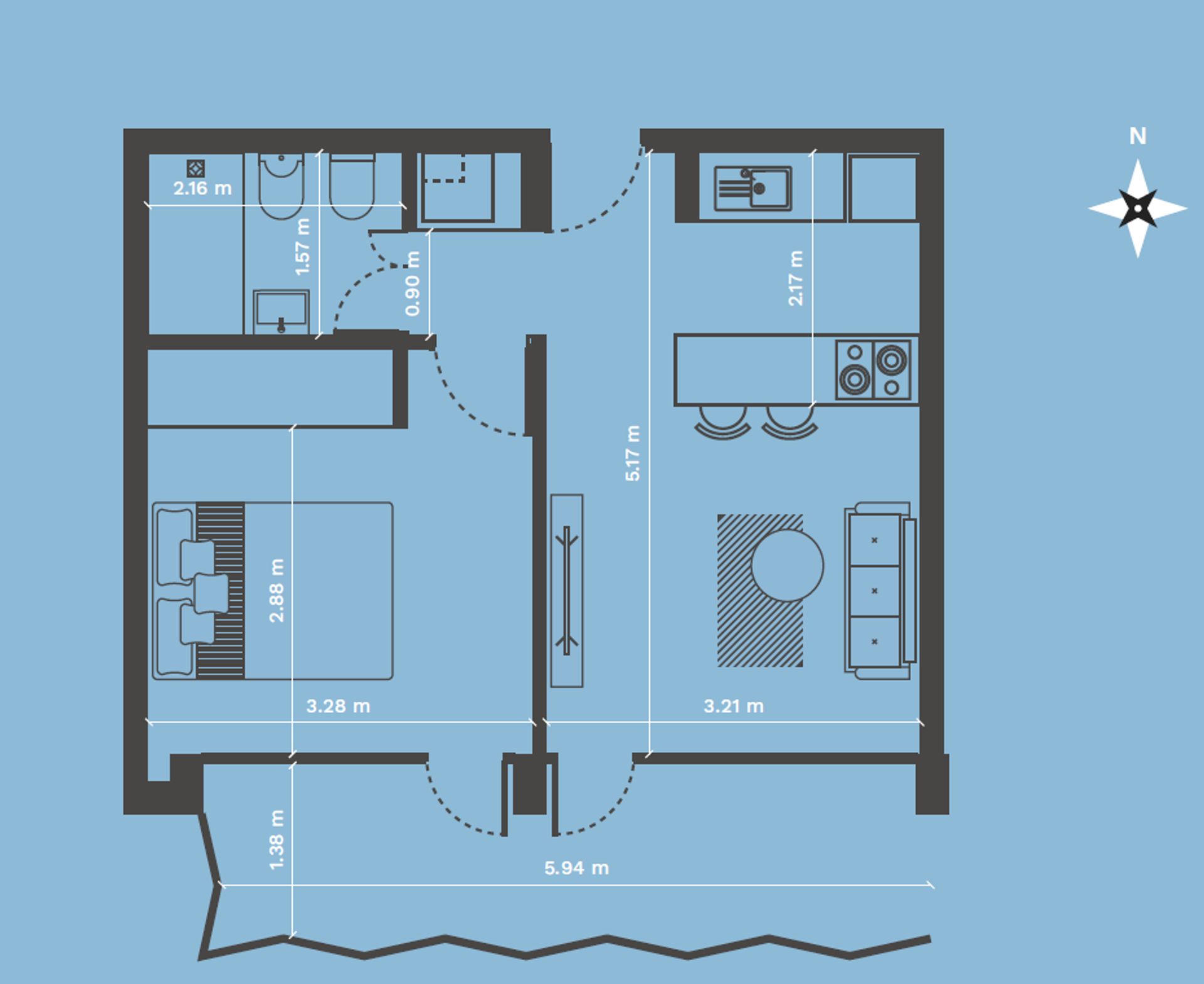 VENTA apto en POZO - 1 Dormitorio y amenities - 5