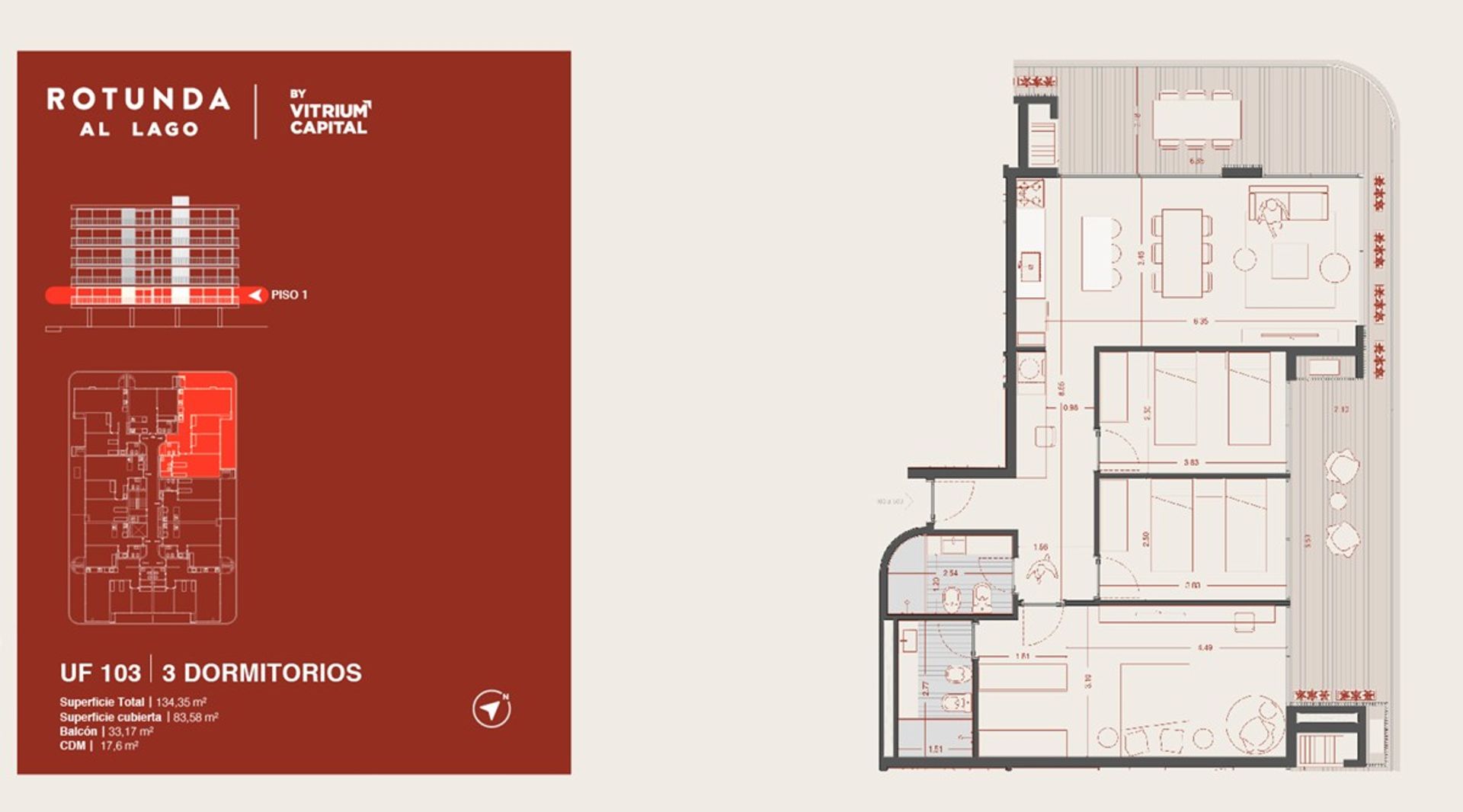Apartamento en Venta 3 dorm. en Rotunda del Lago - 3