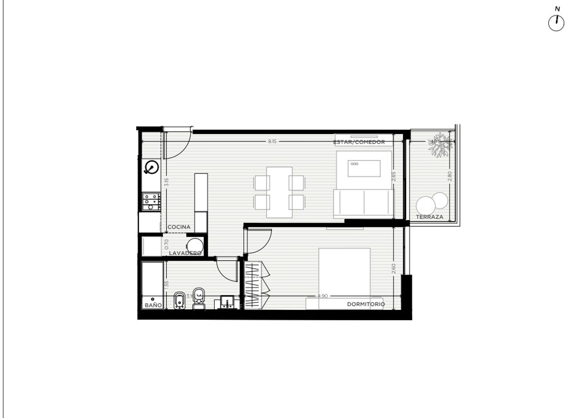 APARTAMENTO 1 DORMITORIO EN VENTA TRES CRUCES - 2
